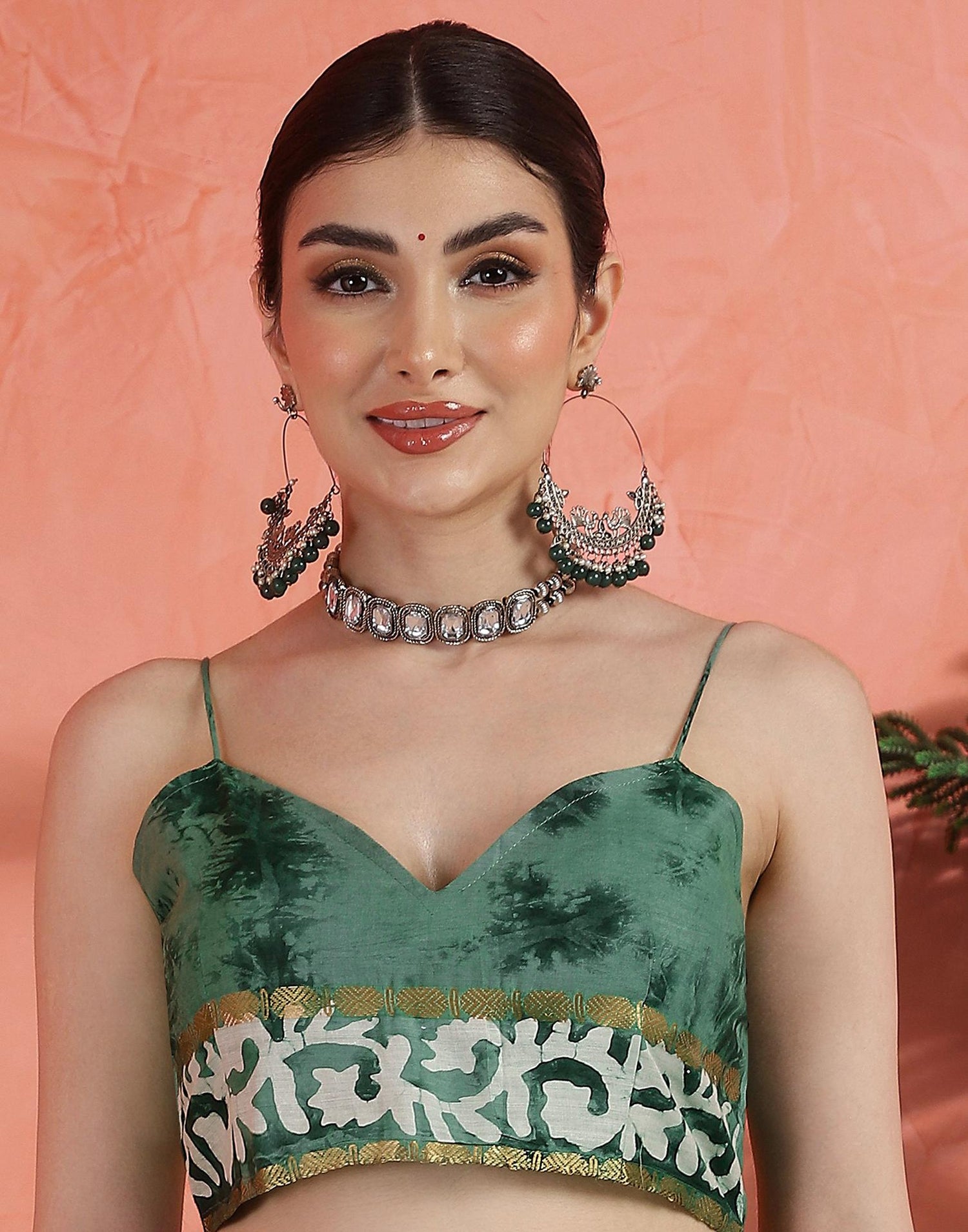 Sage Green Cotton Printed Saree