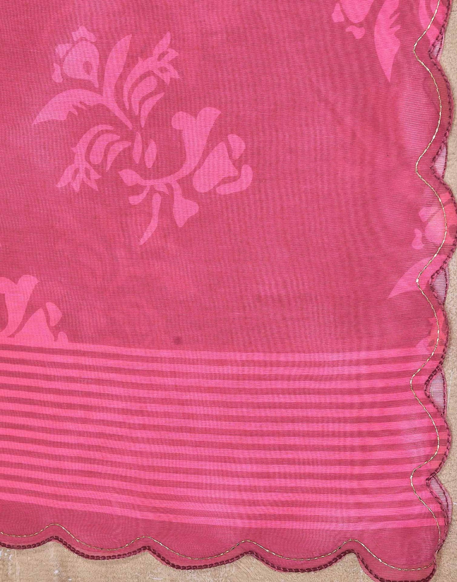 Dark Blue Chanderi Printed Saree