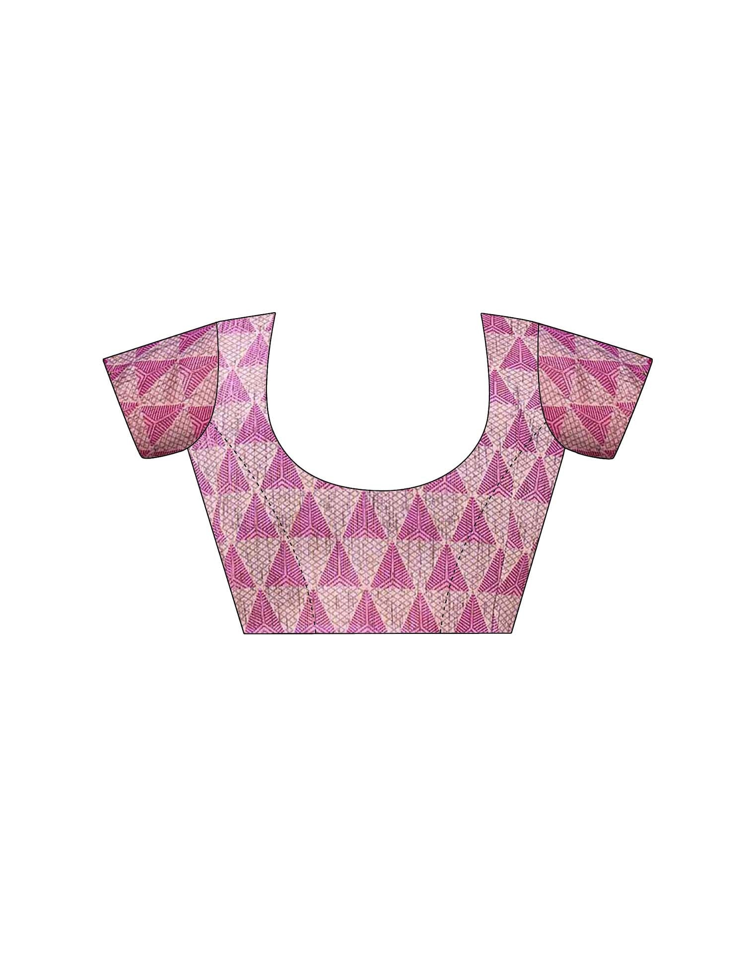 Pink Chanderi Printed Saree