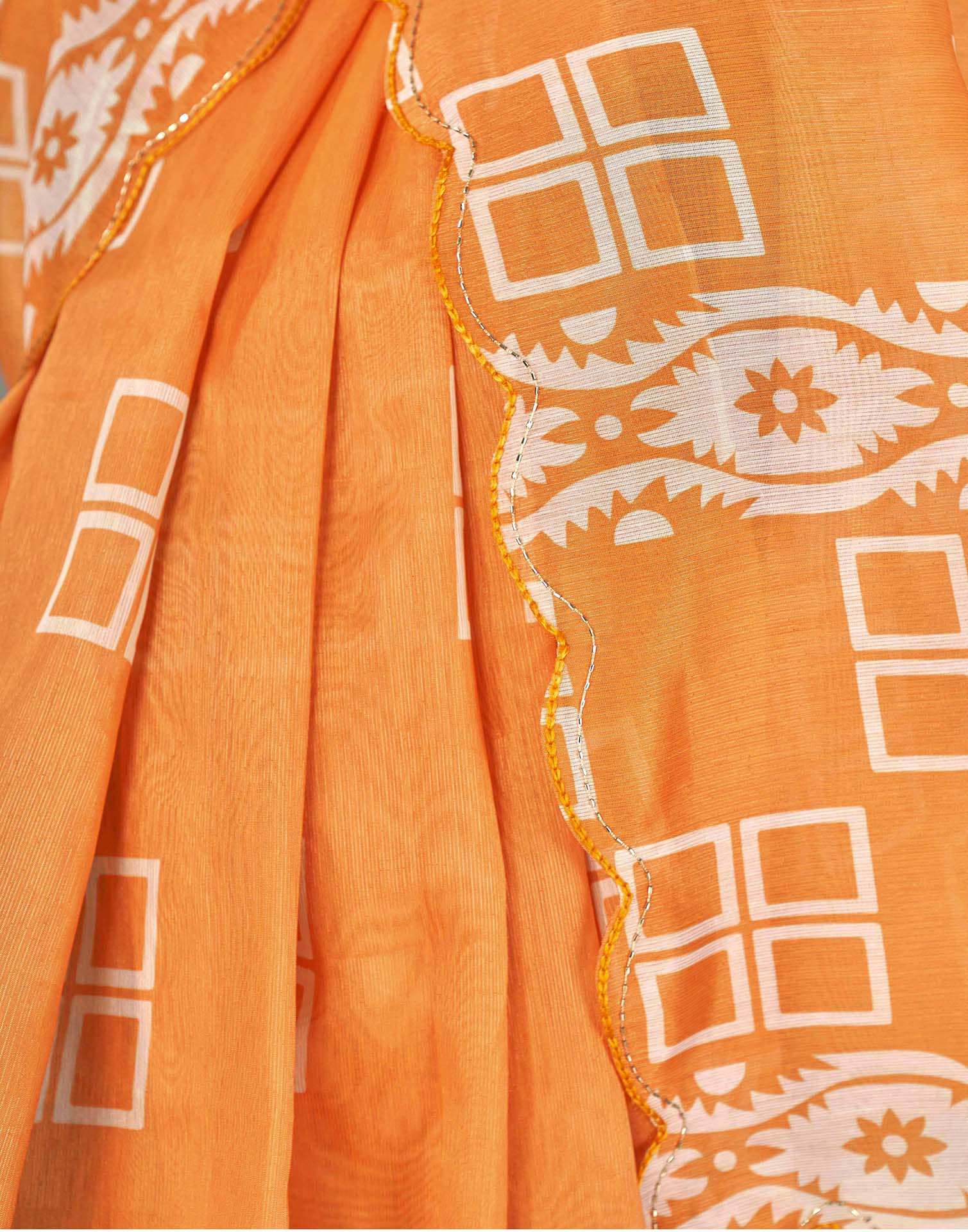 Turmeric Yellow Chanderi Printed Saree