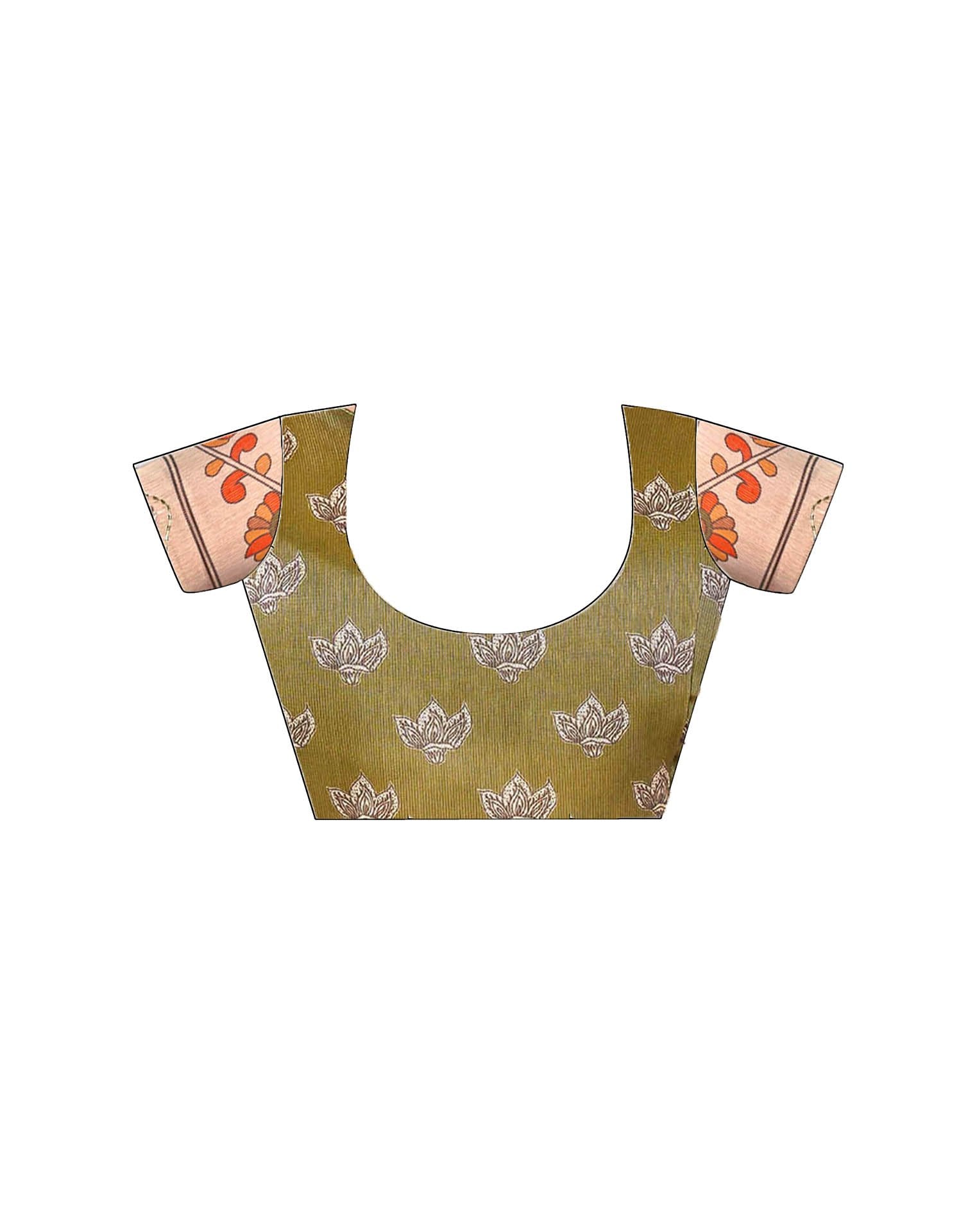 Peach Chanderi Printed Saree