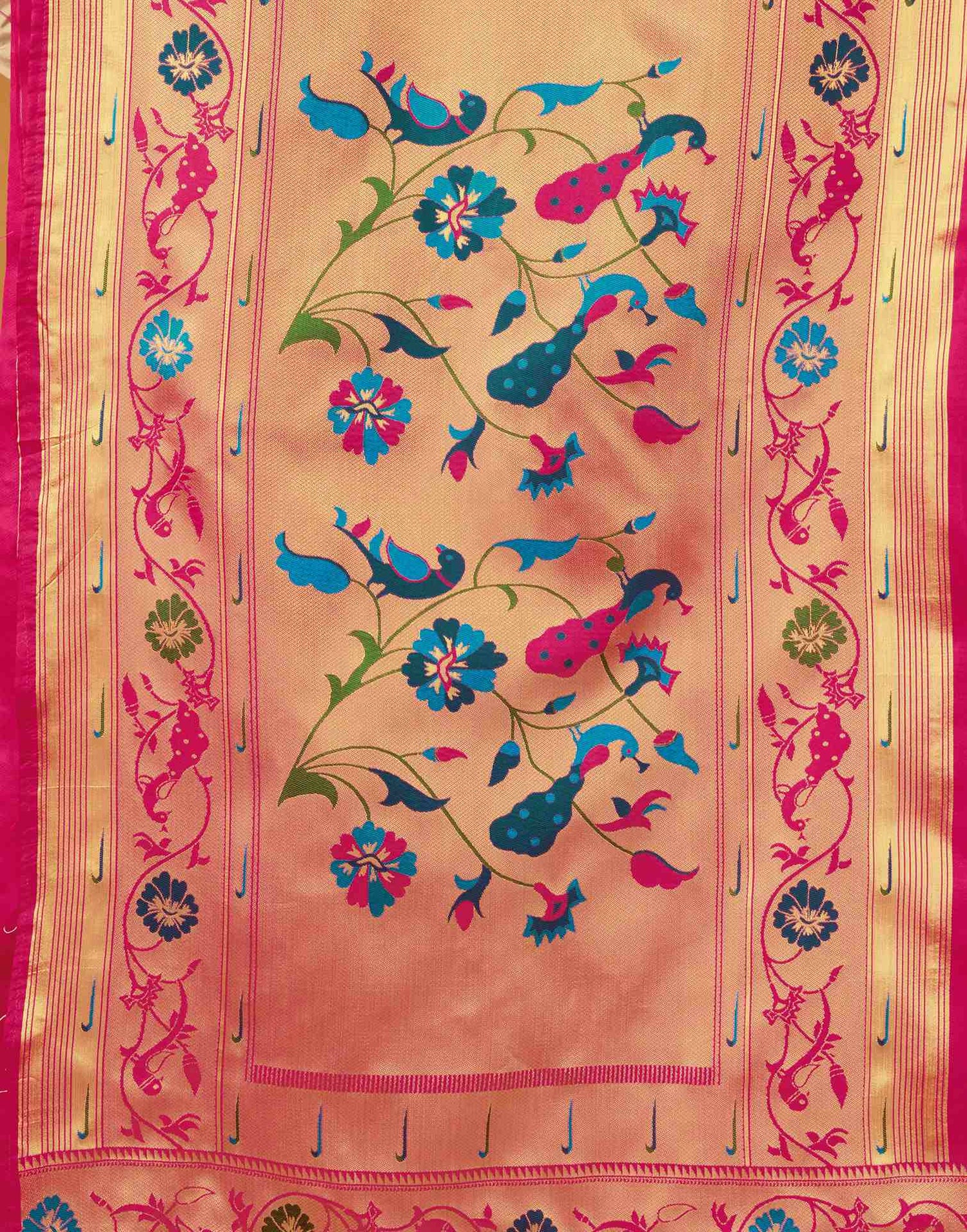 Bright Pink Silk Woven Paithani Saree