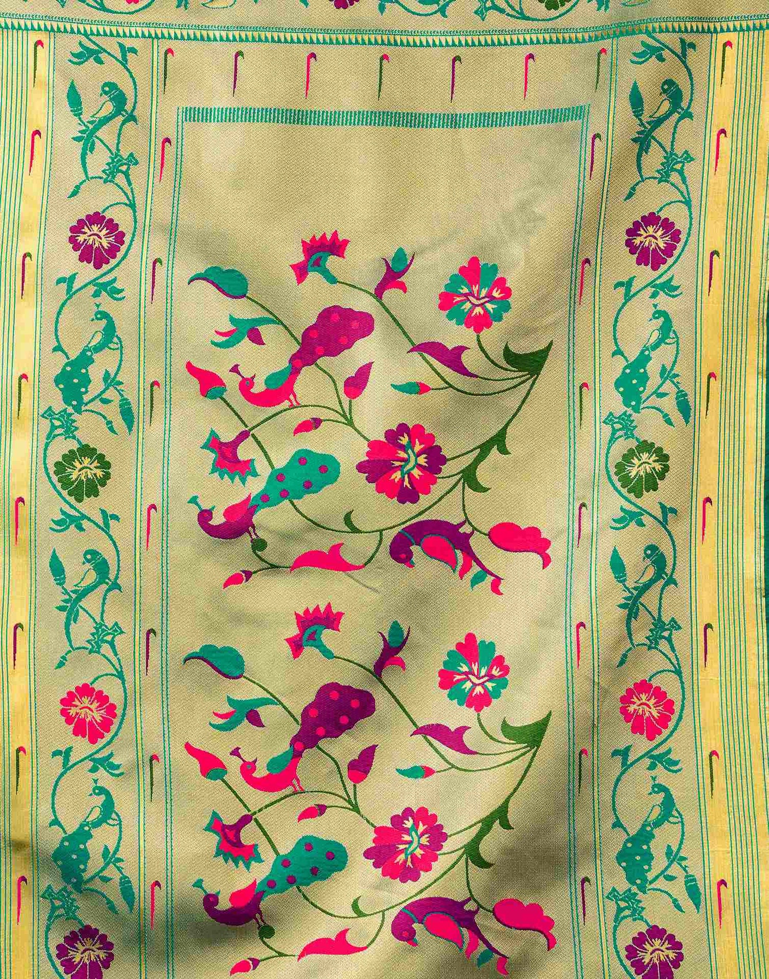 Teal Green Silk Woven Paithani Saree