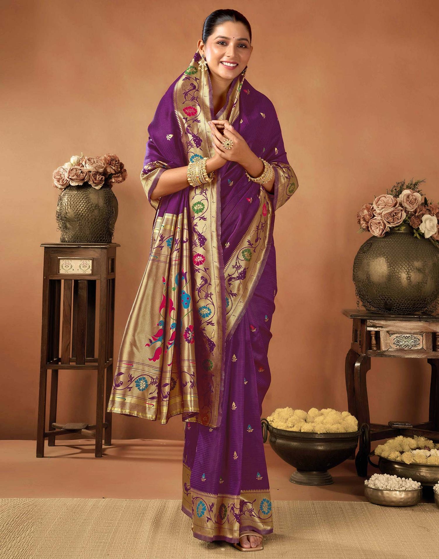 Dark Purple Silk Woven Paithani Saree