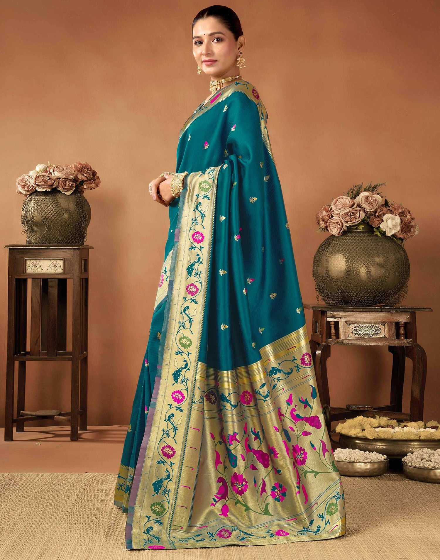 Rama Green Silk Woven Paithani Saree