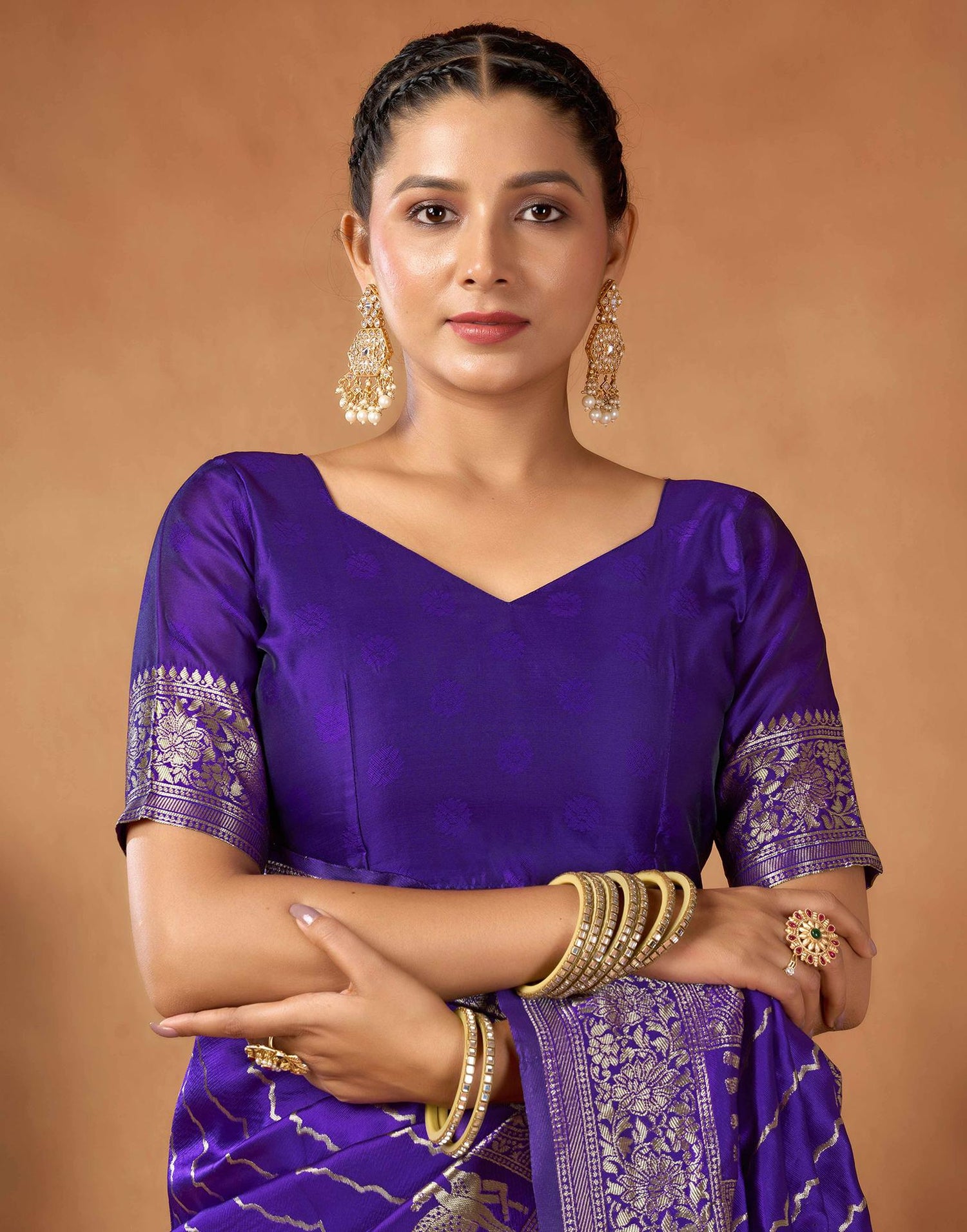 Dark Purple Silk Woven Saree