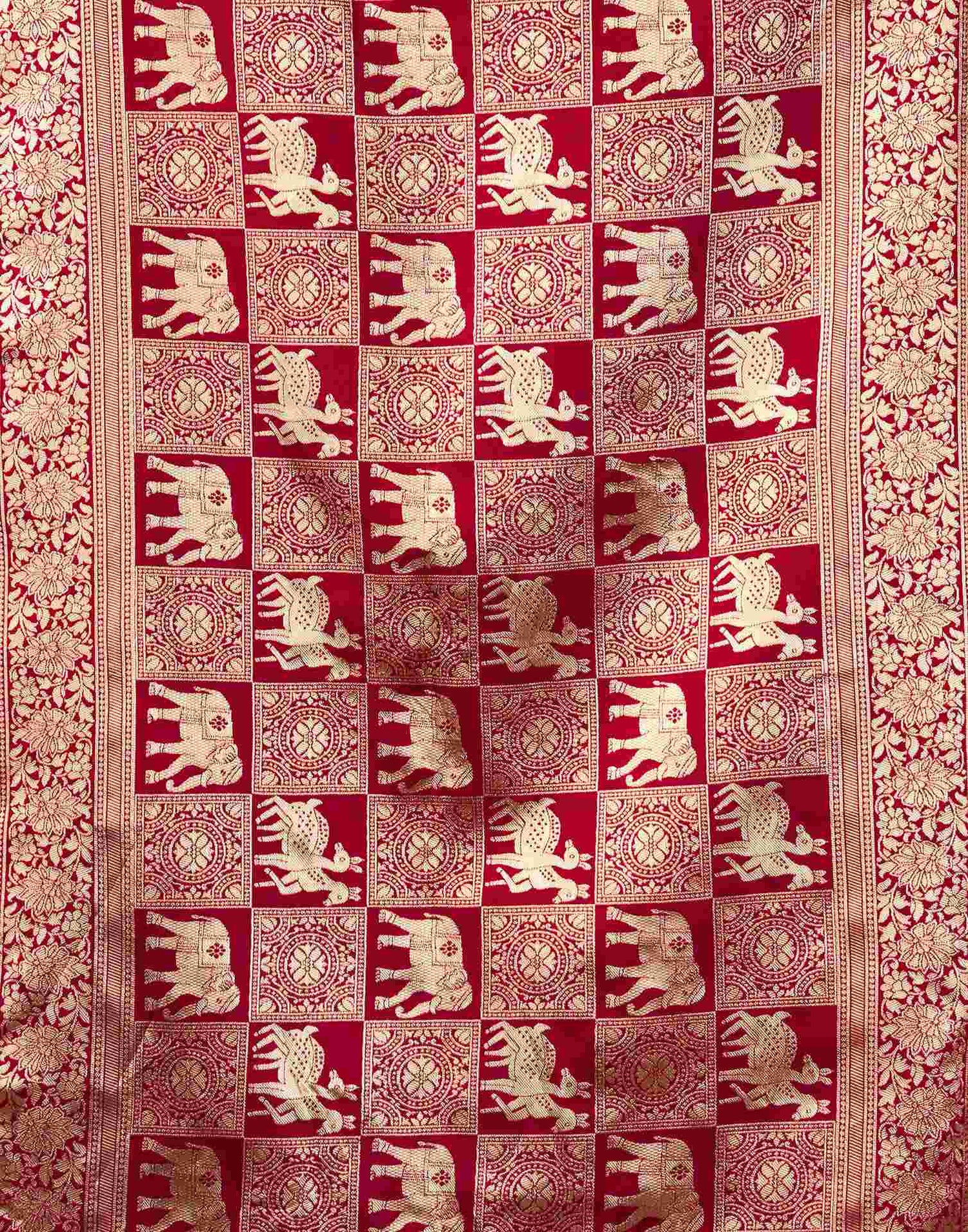 Maroon Silk Woven Saree