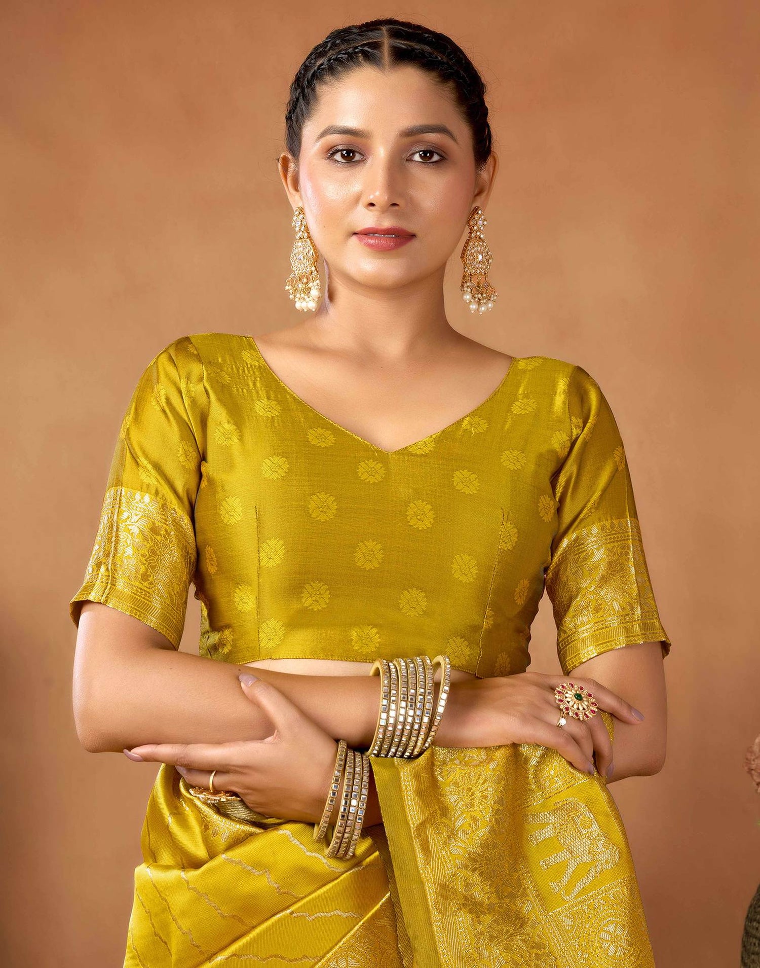 Mustard Yellow Silk Woven Saree