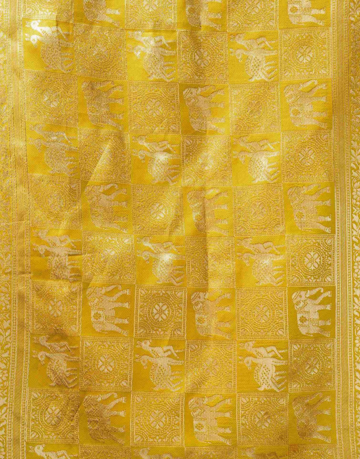Mustard Yellow Silk Woven Saree