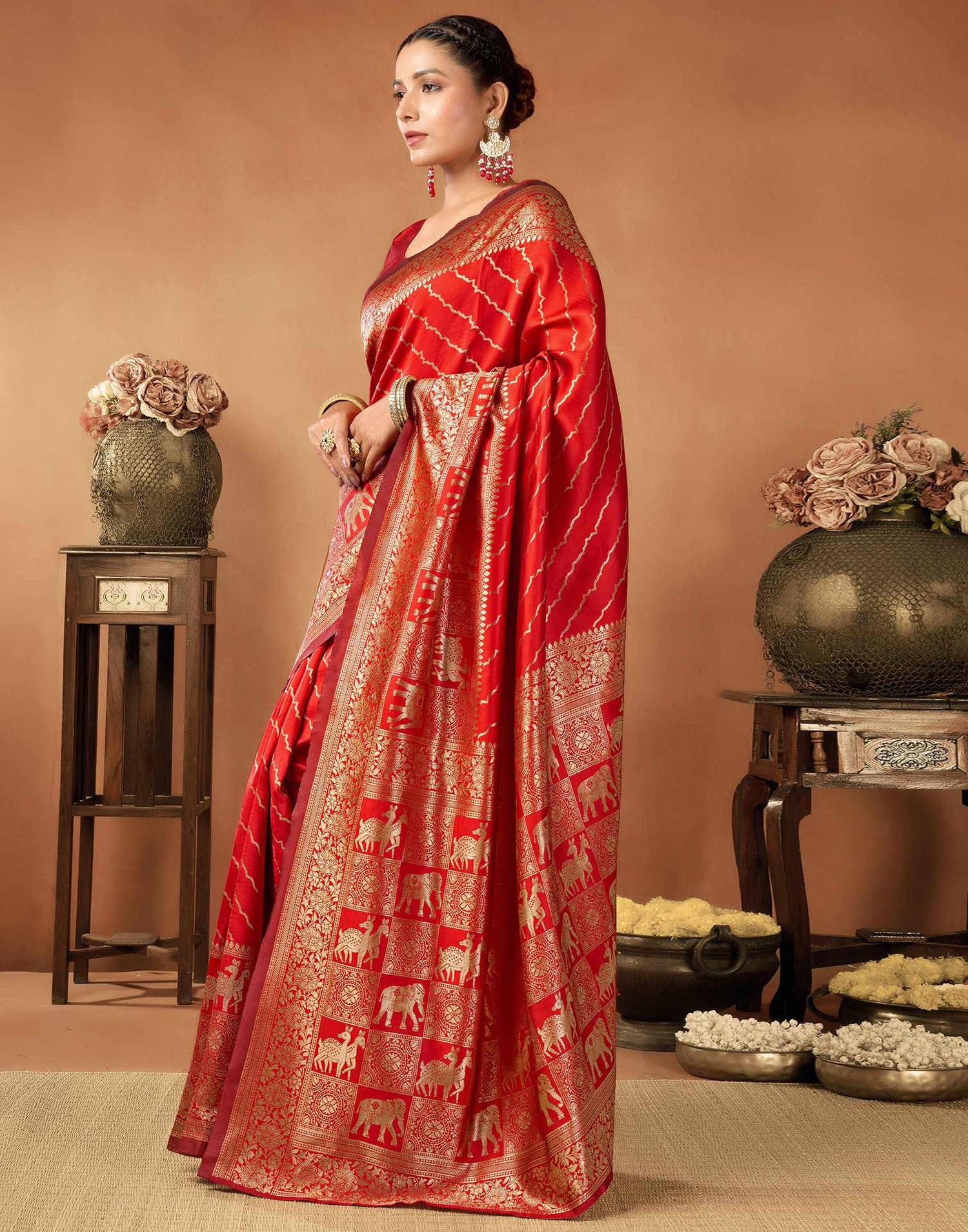 Red Silk Woven Saree