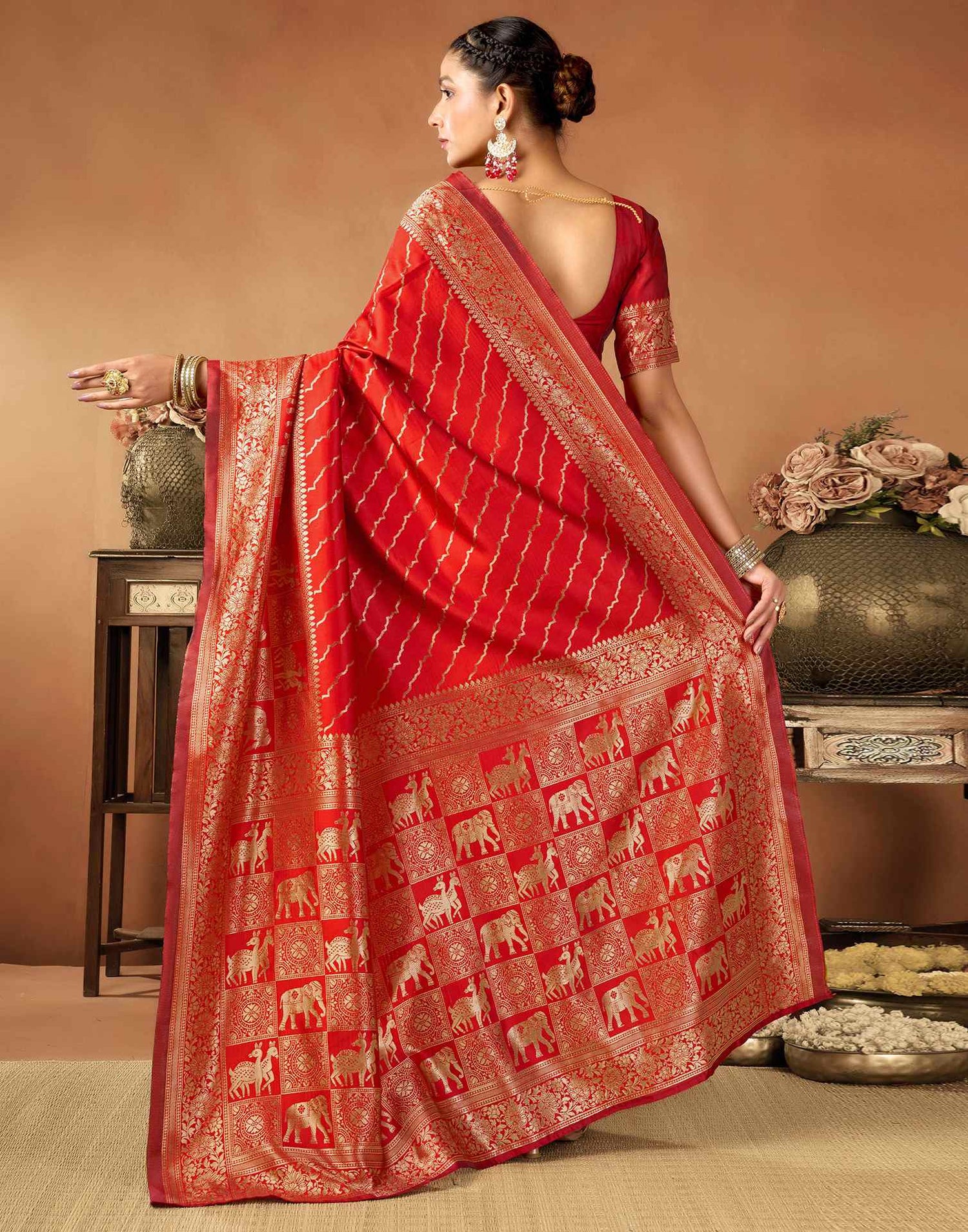 Red Silk Woven Saree