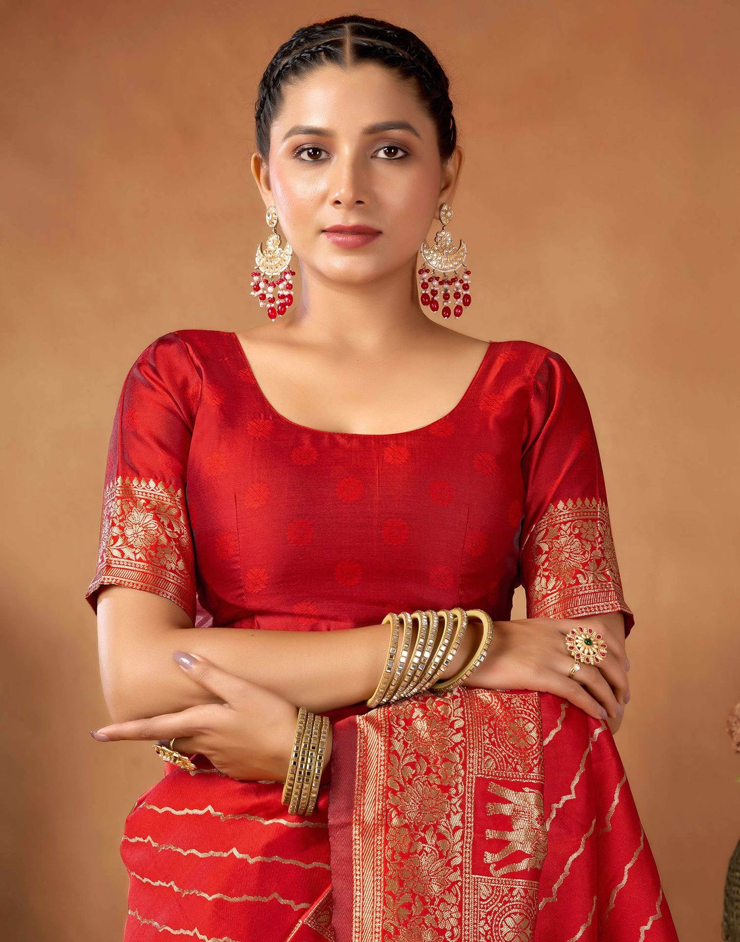 Red Silk Woven Saree