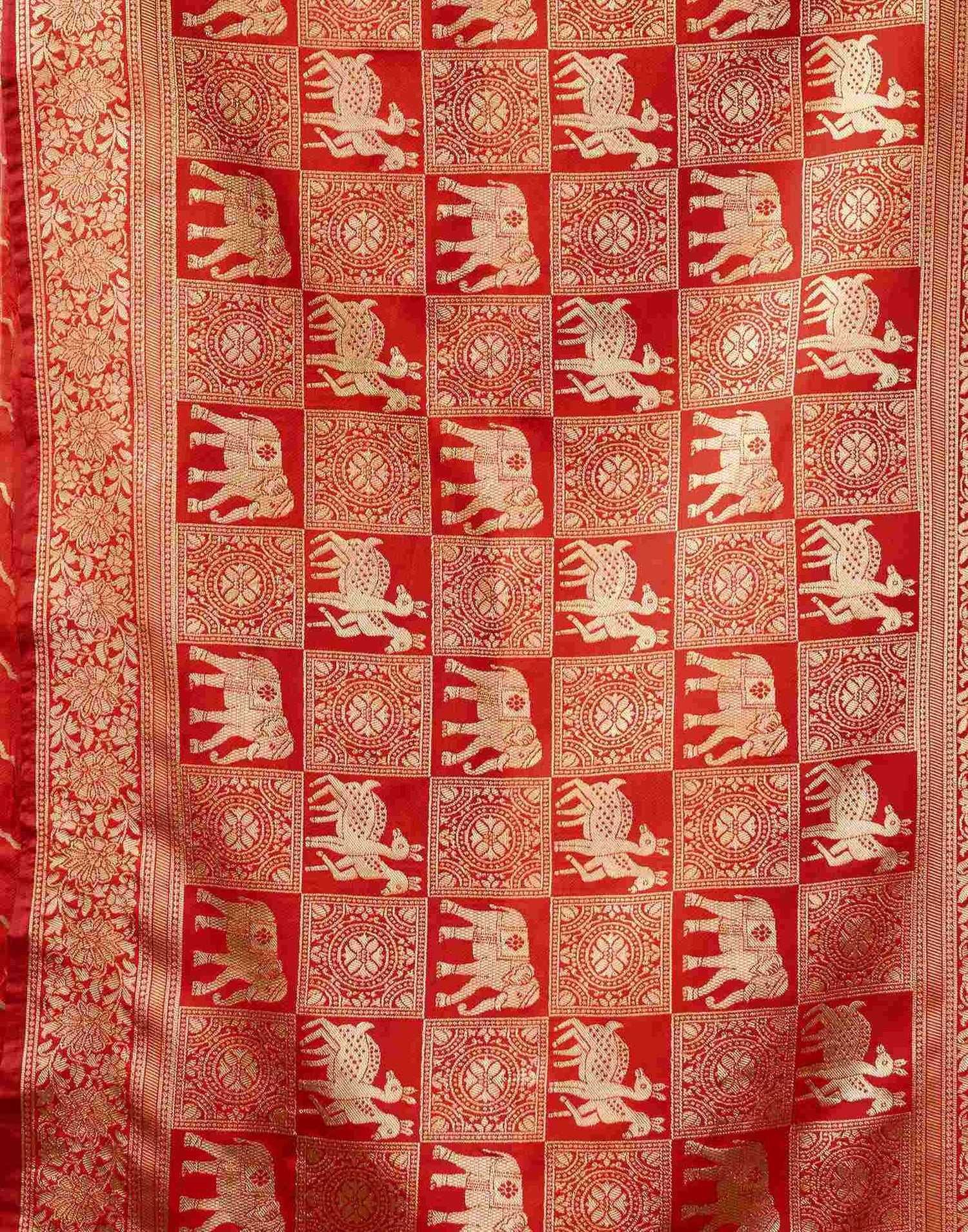 Red Silk Woven Saree