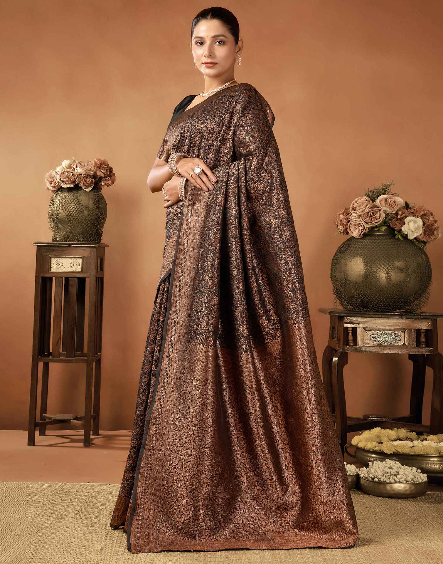 Black Silk Woven Saree