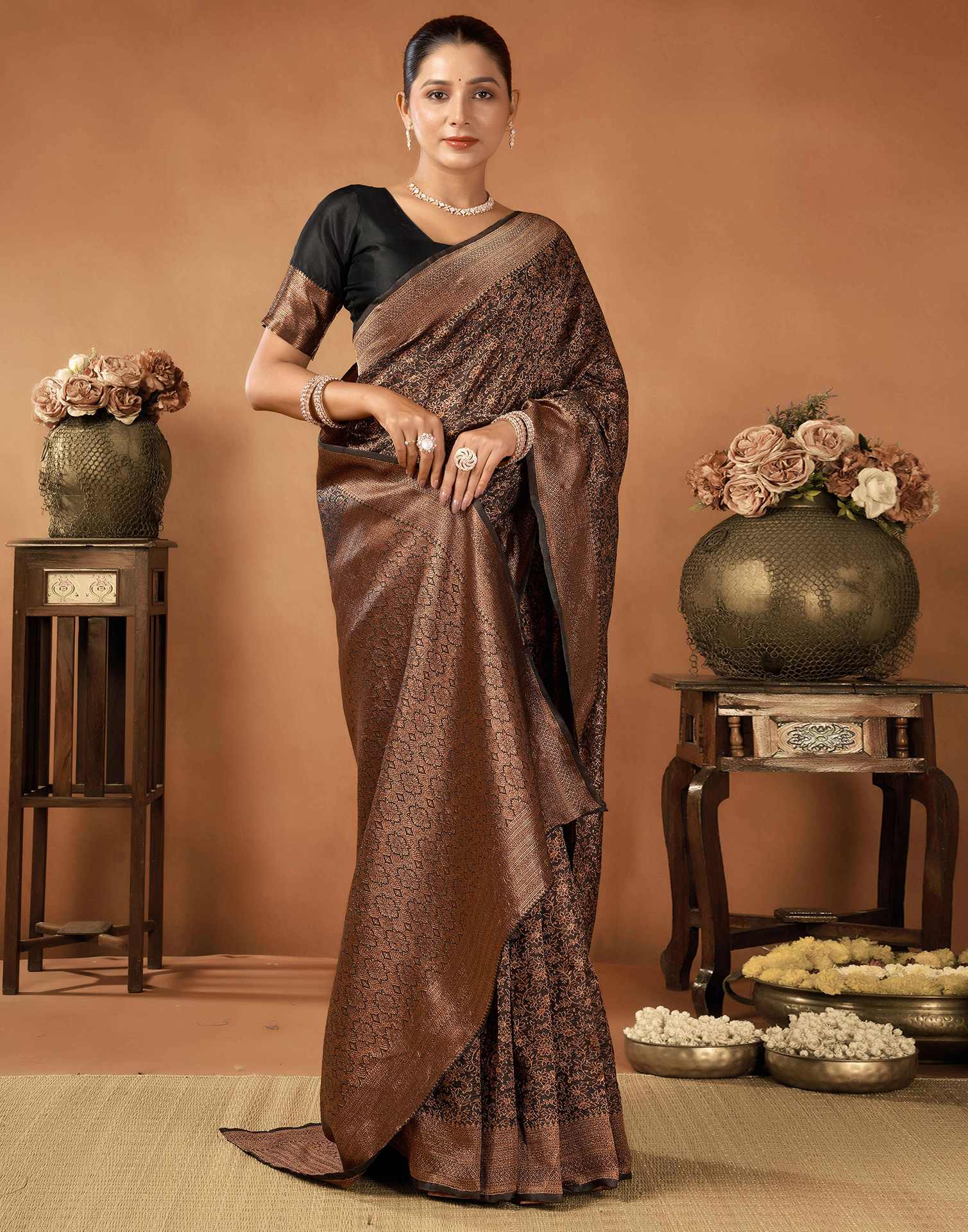 Black Silk Woven Saree