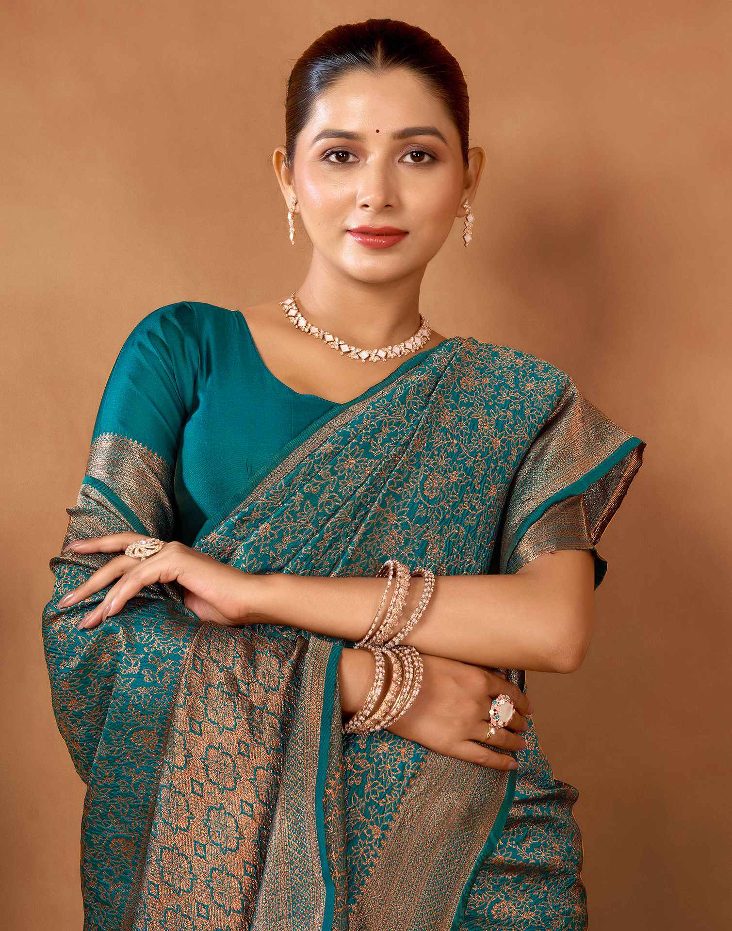 Rama Blue Silk Woven Saree