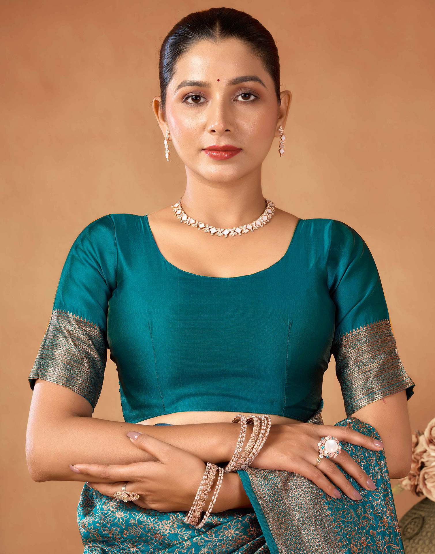 Rama Blue Silk Woven Saree