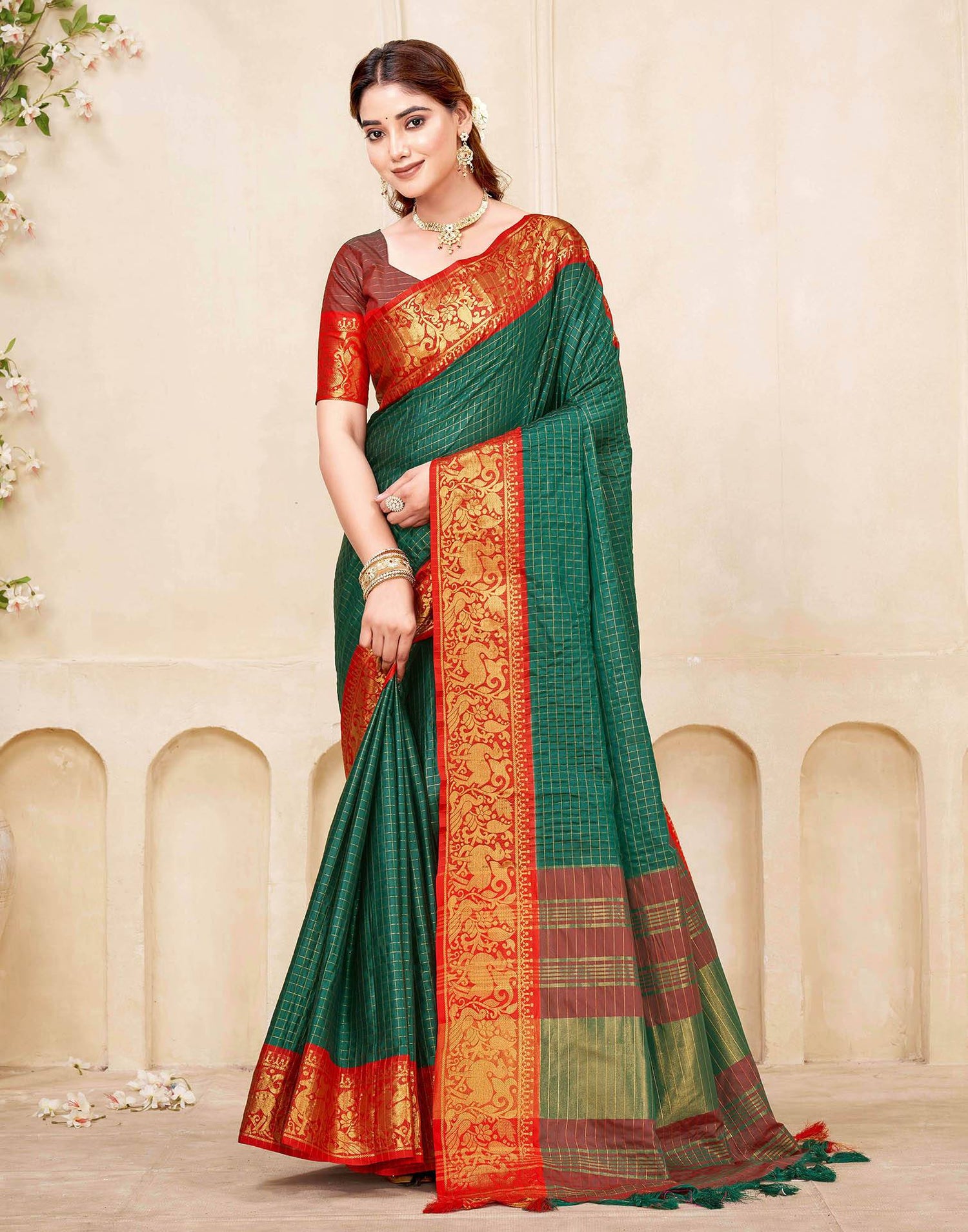 Green Silk Woven Kanjivaram Saree