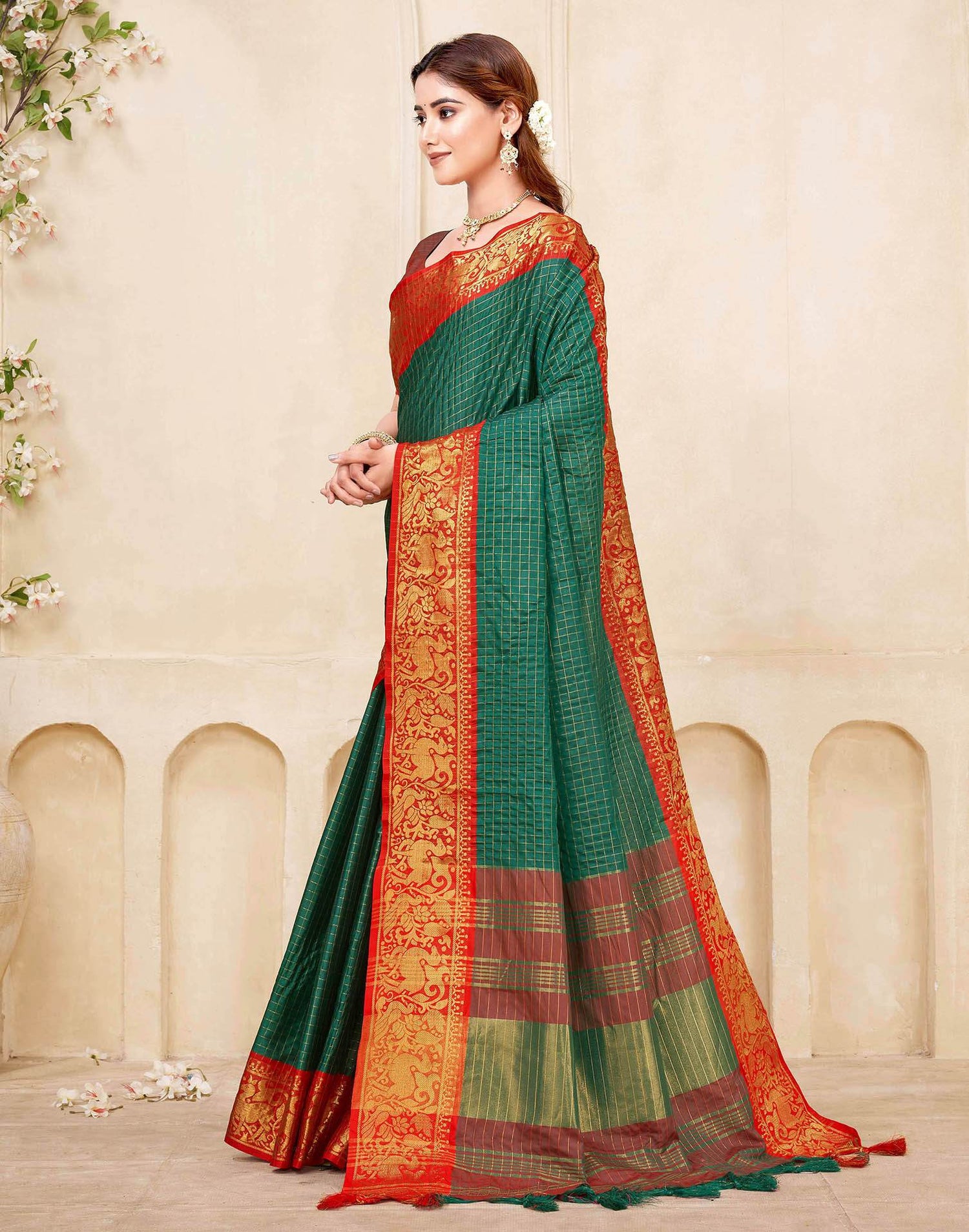 Green Silk Woven Kanjivaram Saree