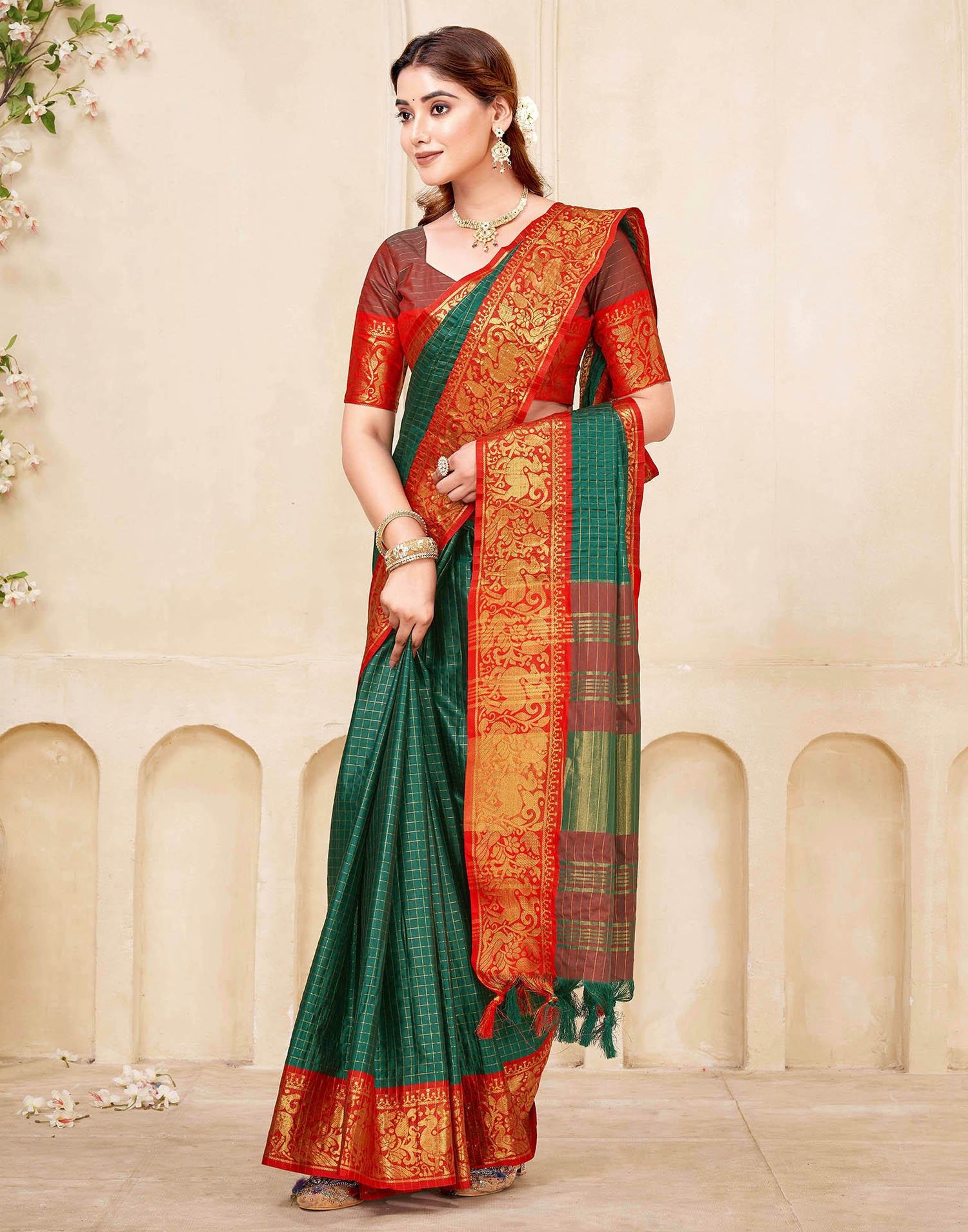 Green Silk Woven Kanjivaram Saree