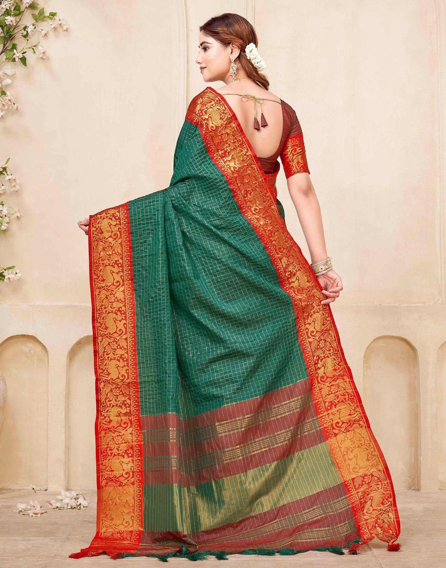 Green Silk Woven Kanjivaram Saree