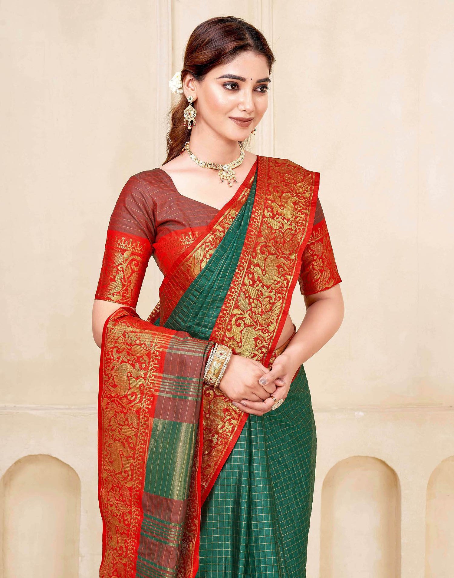 Green Silk Woven Kanjivaram Saree
