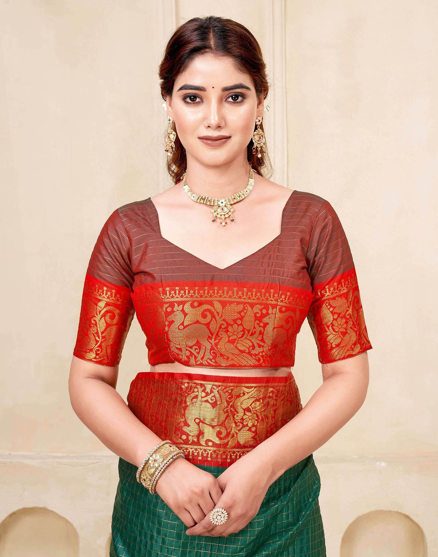 Green Silk Woven Kanjivaram Saree