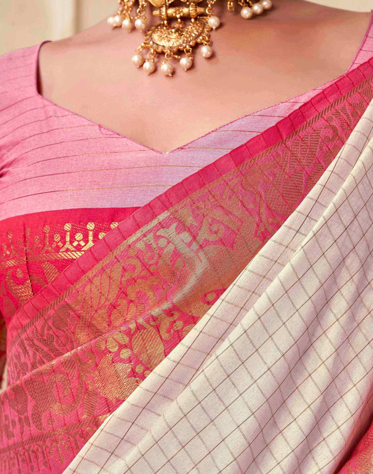 Off White Silk Woven Kanjivaram Saree