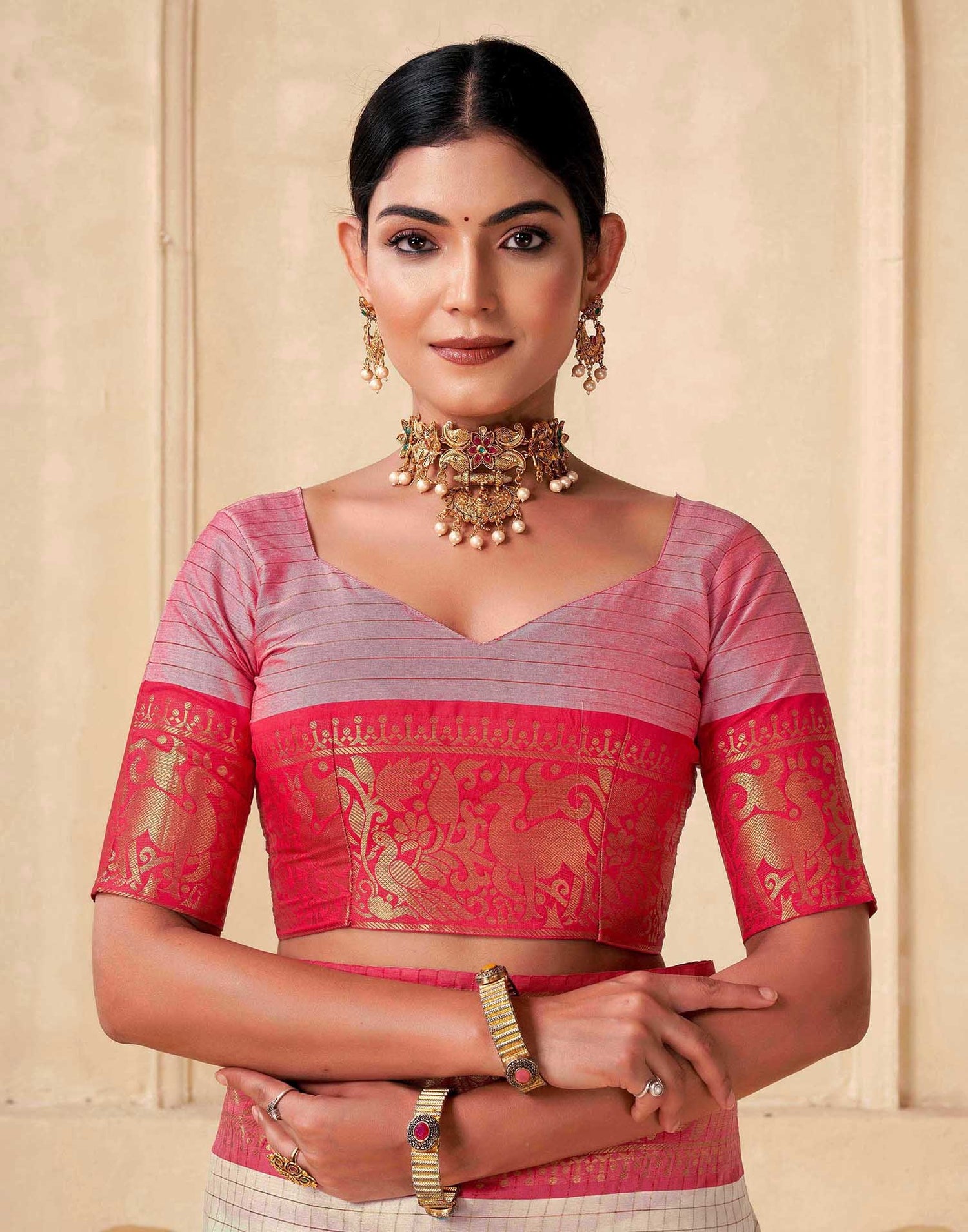 Off White Silk Woven Kanjivaram Saree