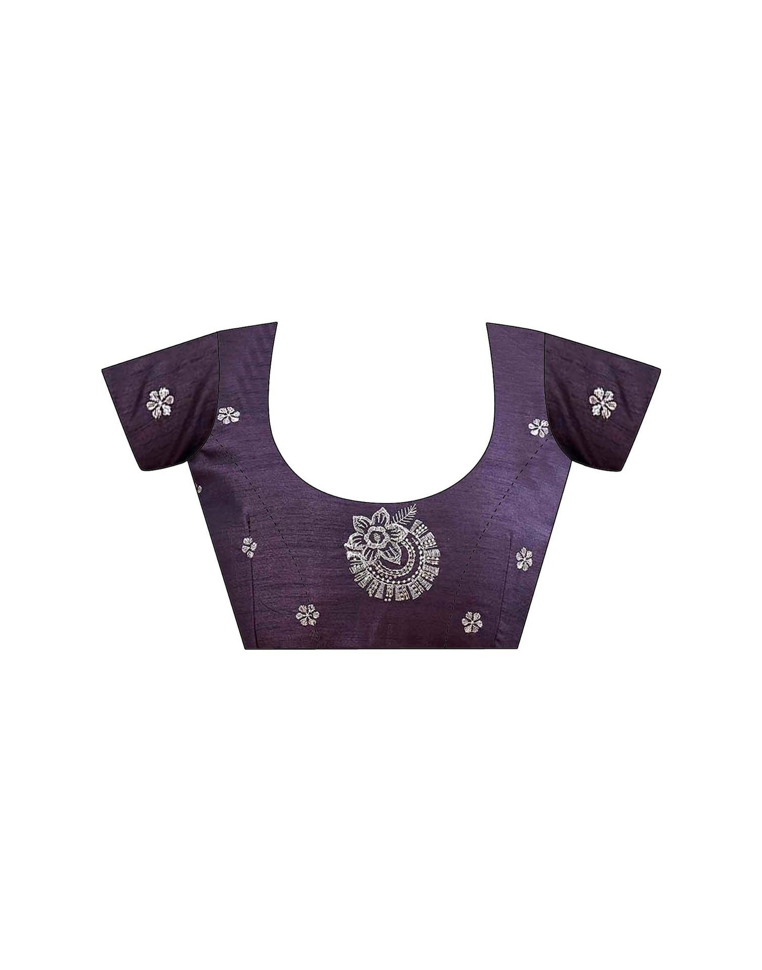 Plum Purple Silk Sequence Embroidery Saree