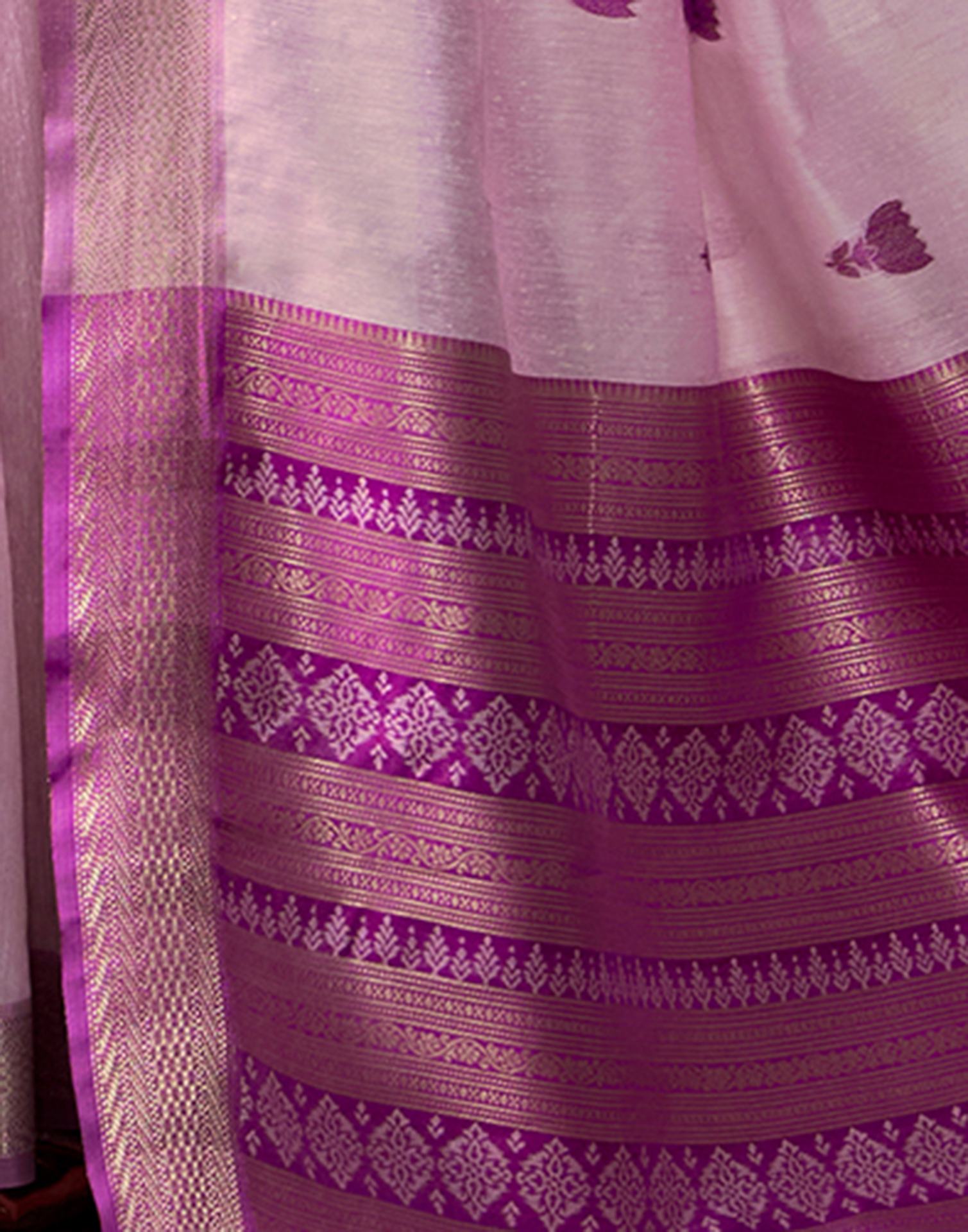 Purple Cotton Woven Saree