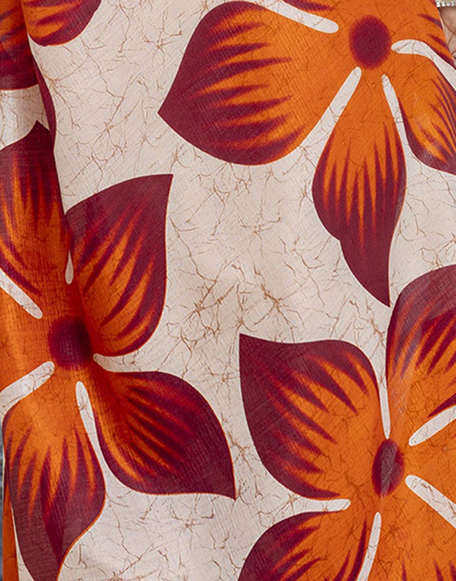 Cream Khadi Printed Saree
