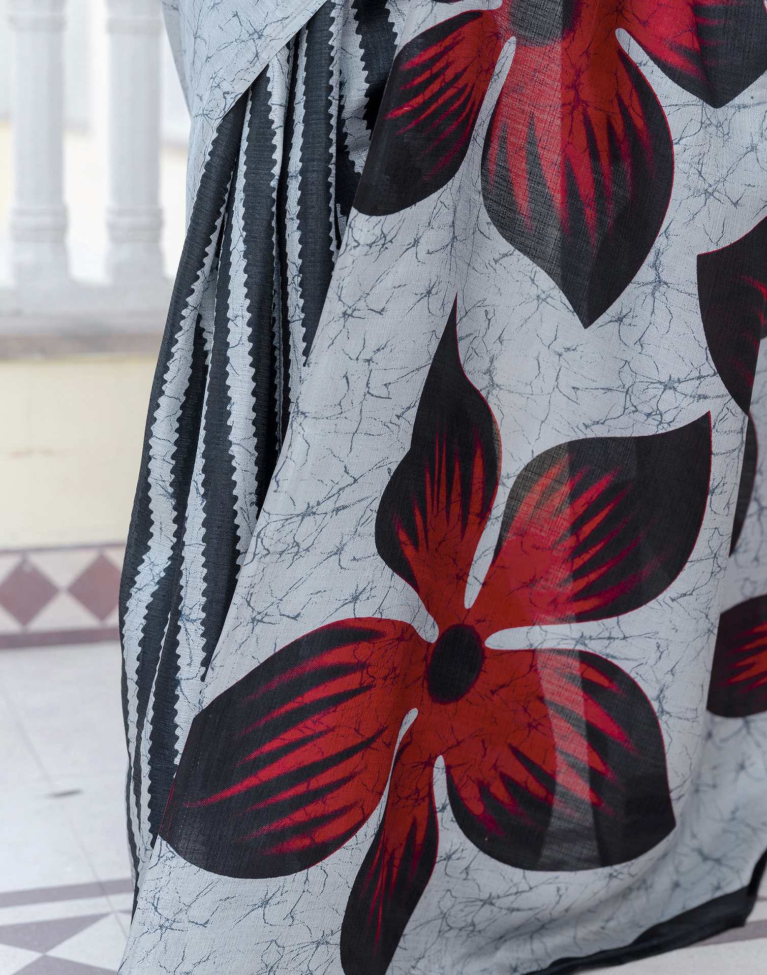 Grey Khadi Printed Saree