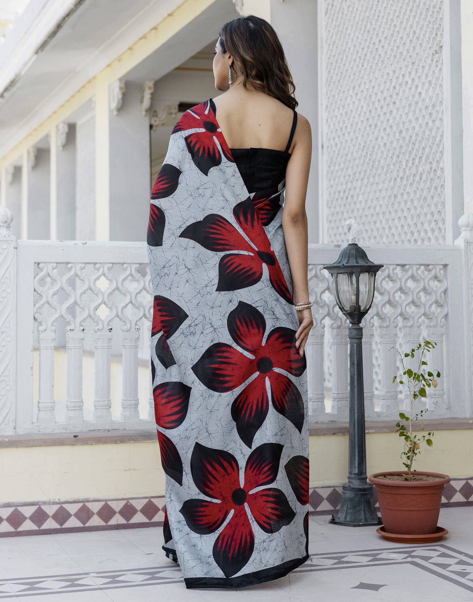 Grey Khadi Printed Saree