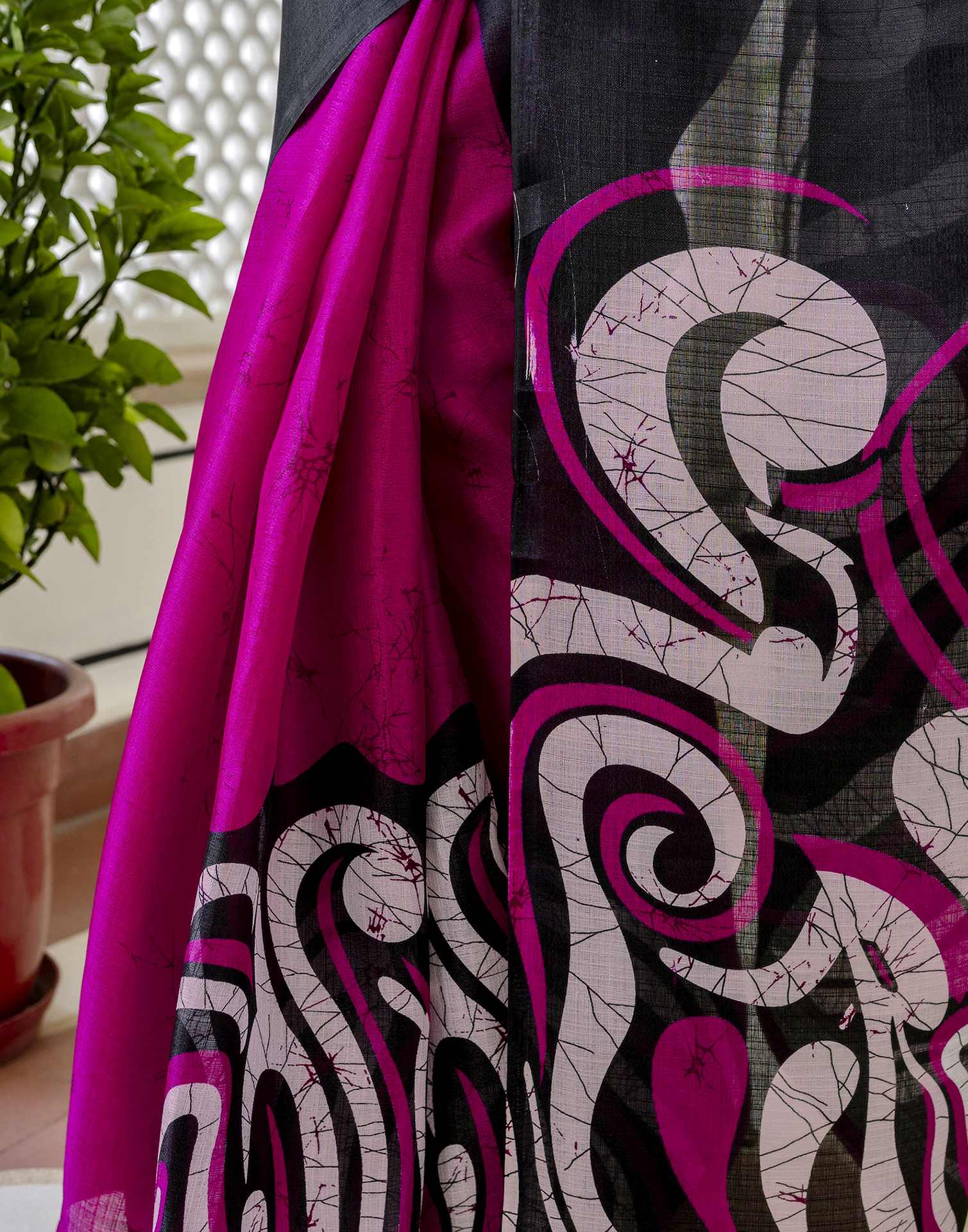 Magenta Khadi Printed Saree