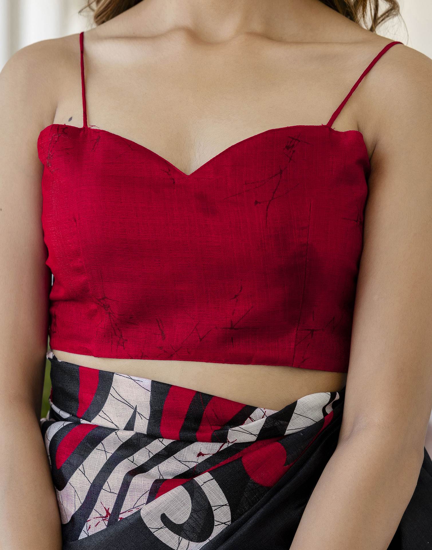 Red Khadi Printed Saree