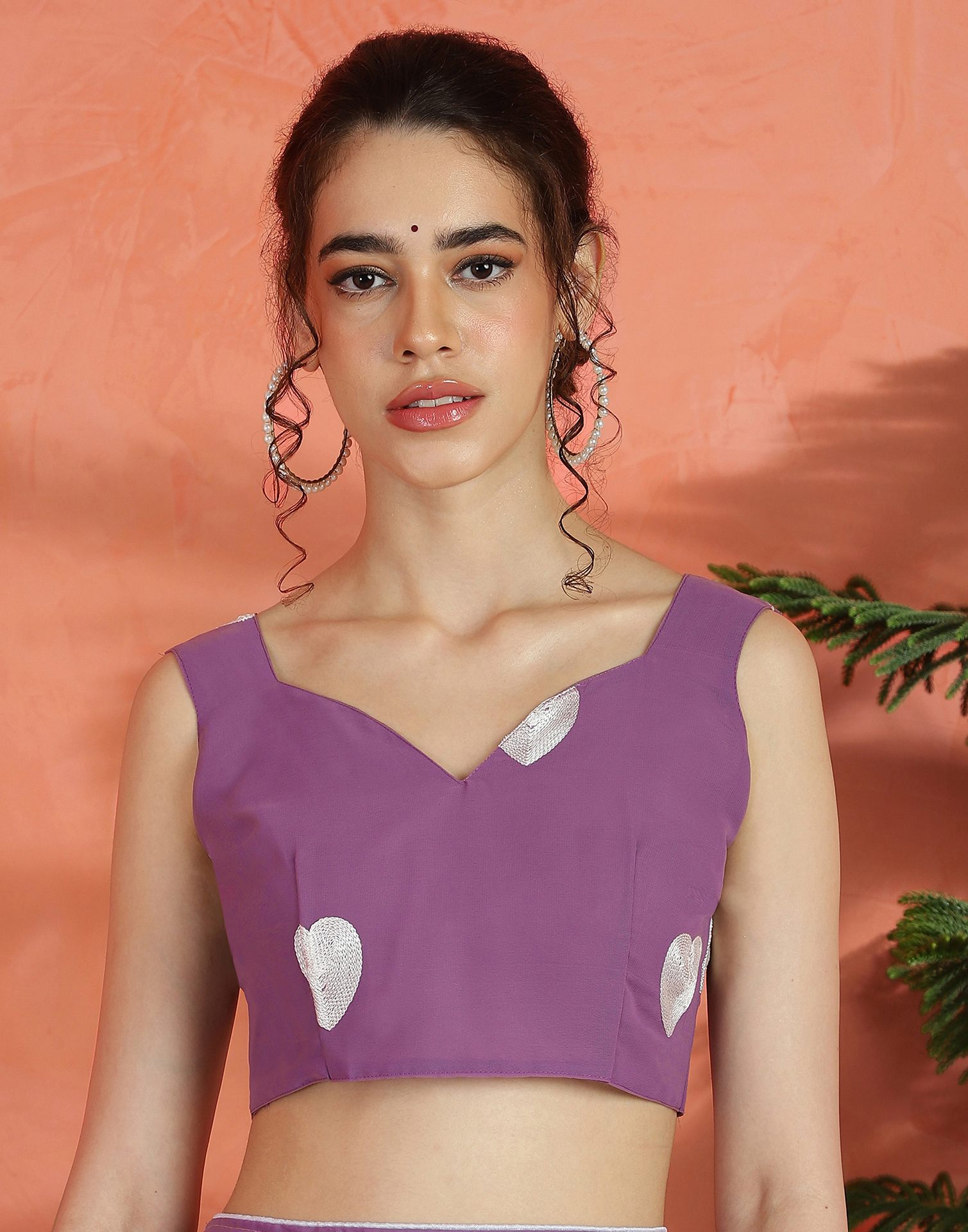 Dusty Purple Georgette Embroidery Saree