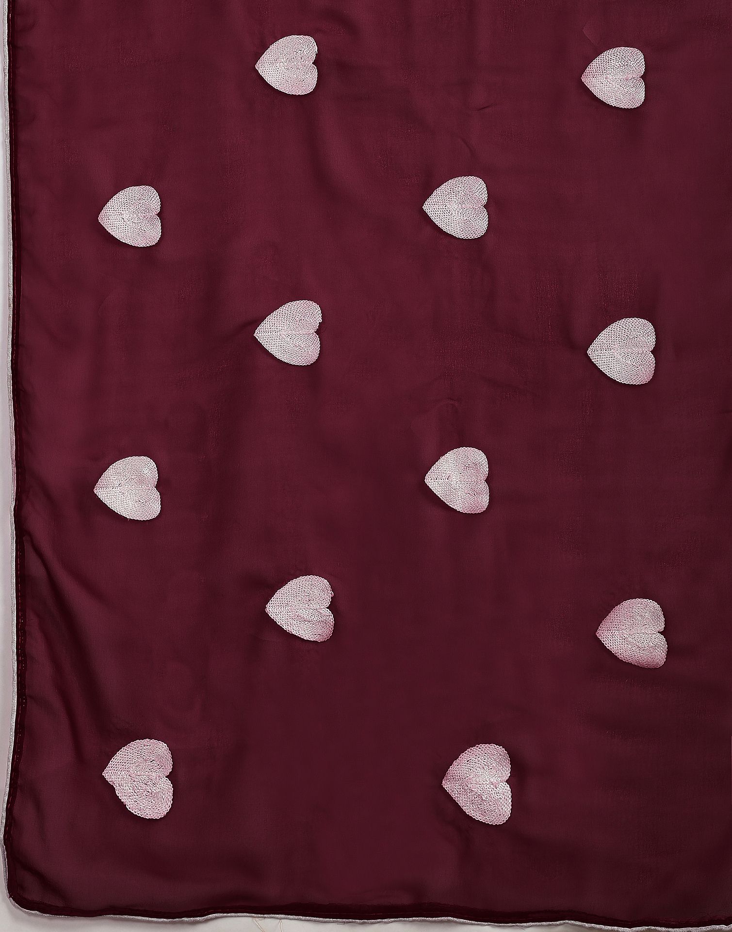 Wine Georgette Embroidery Saree