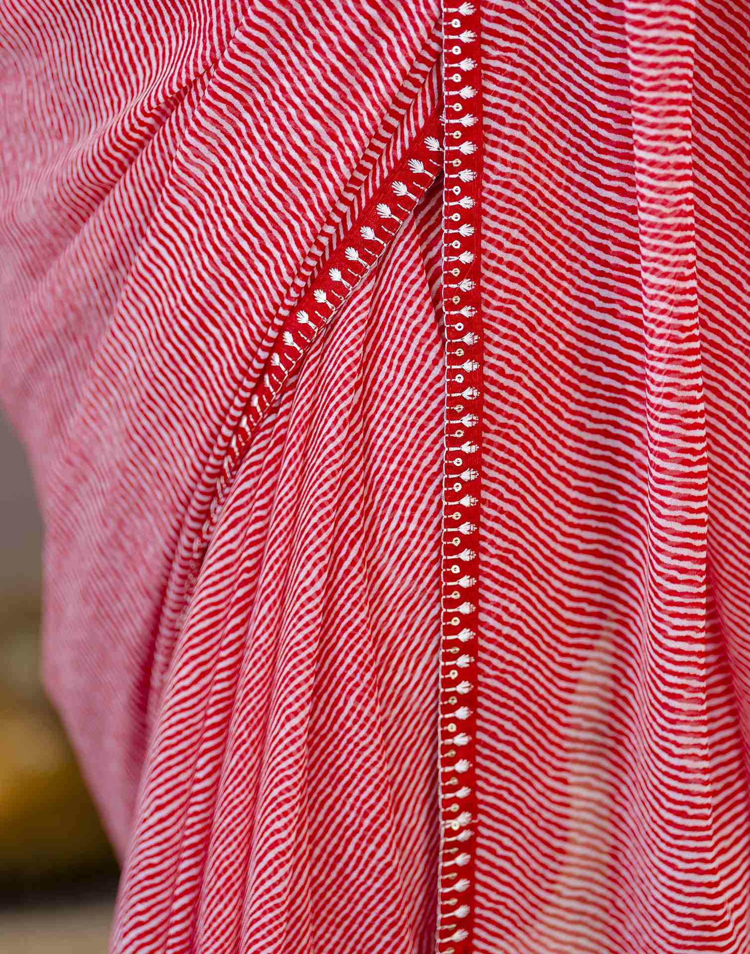 Red Georgette Printed Saree