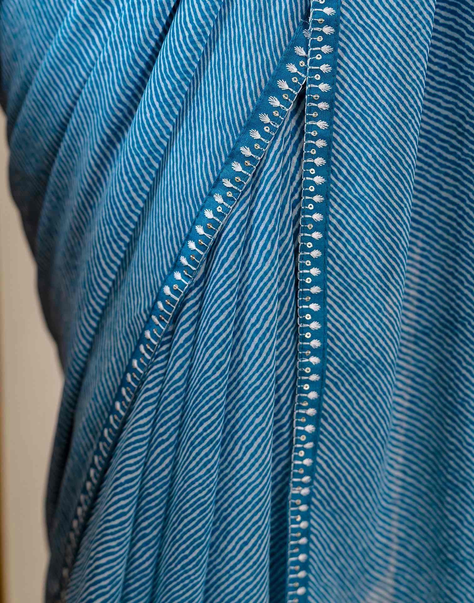 Teal Blue Georgette Printed Saree
