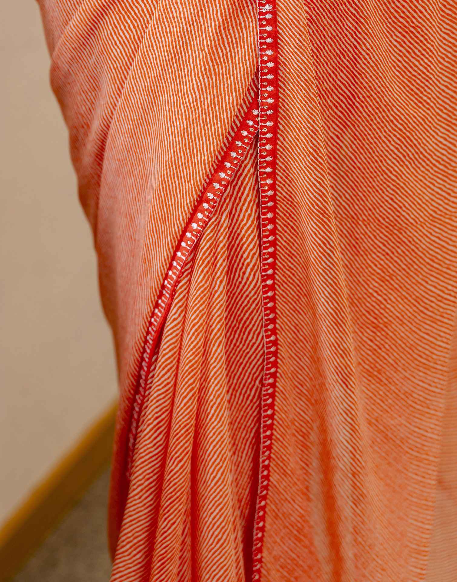 Orange Georgette Printed Saree