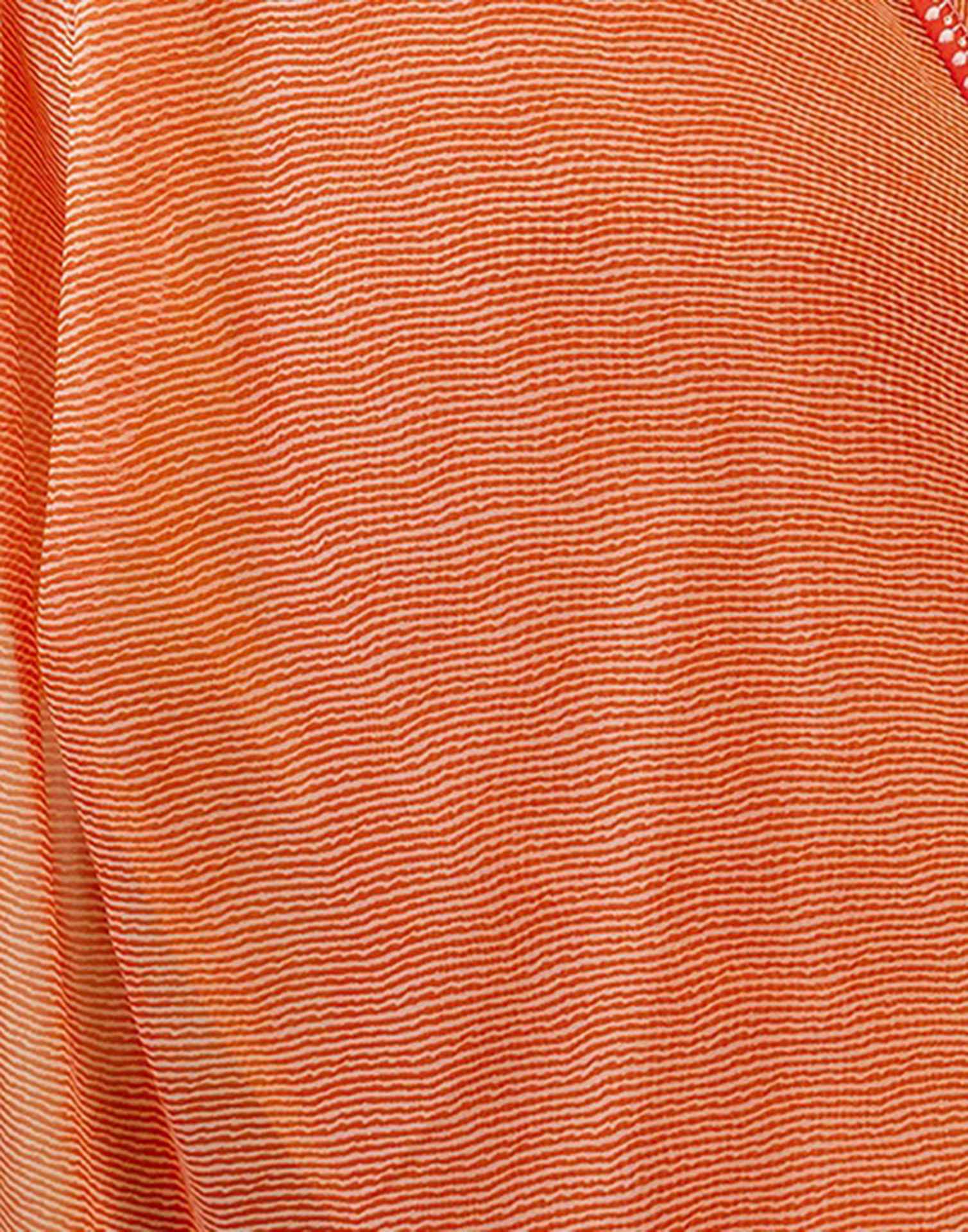 Orange Georgette Printed Saree