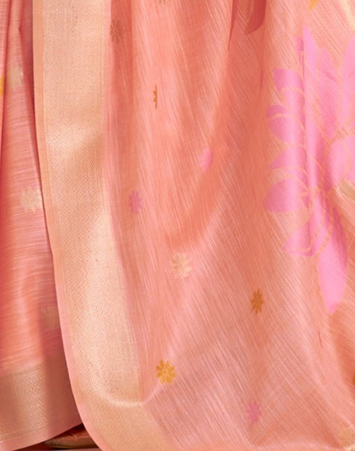 Peach Linen Woven Saree