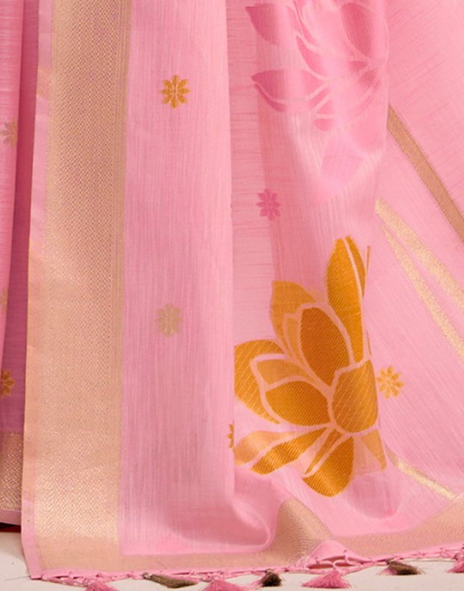 Pink Linen Woven Saree