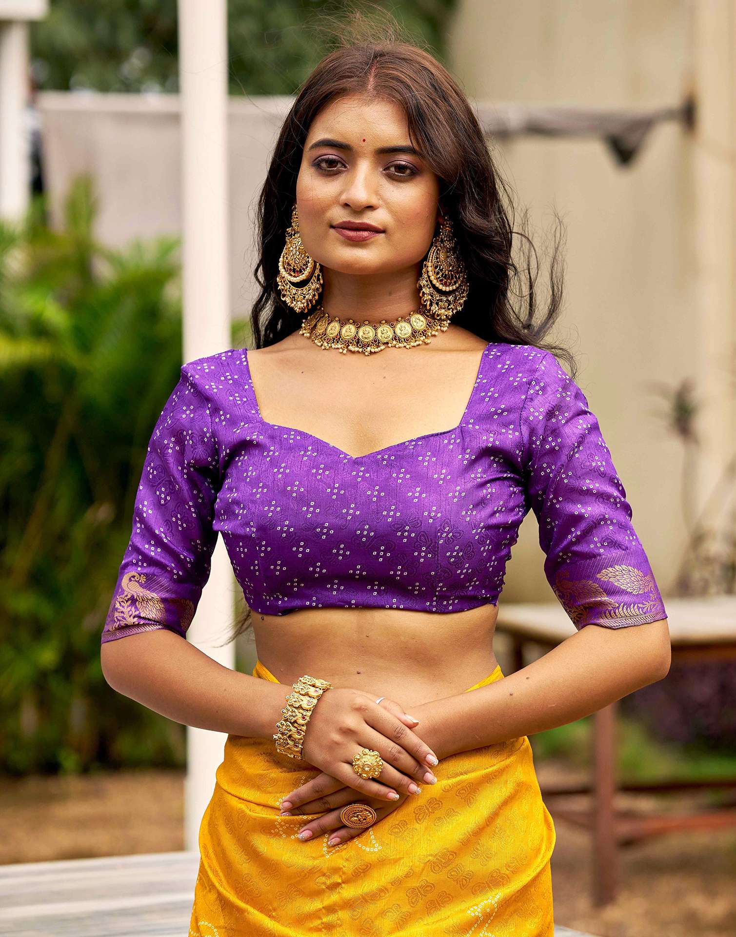 Yellow Silk Bandhani Printed Saree