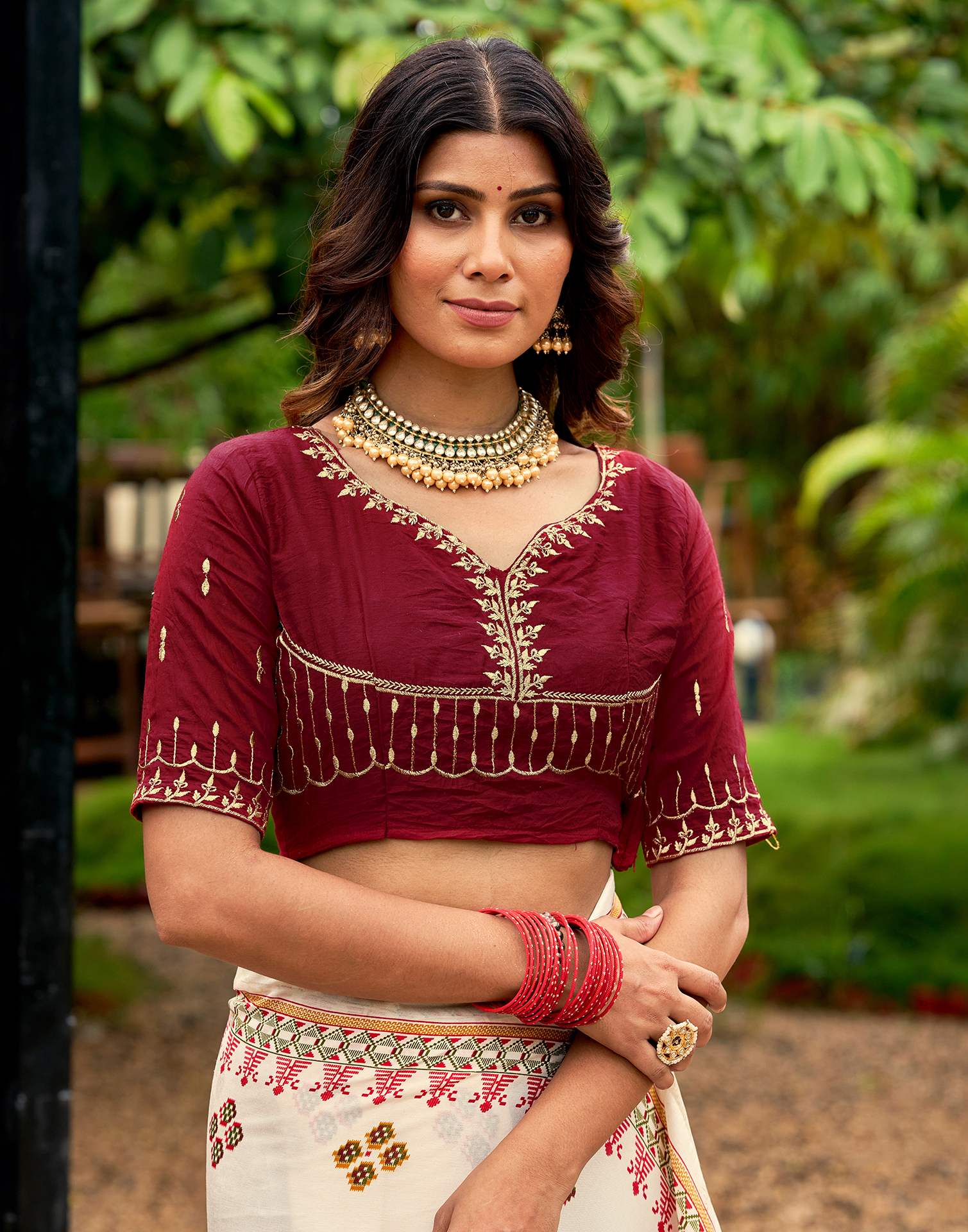 Cream Tussar Silk Printed Saree