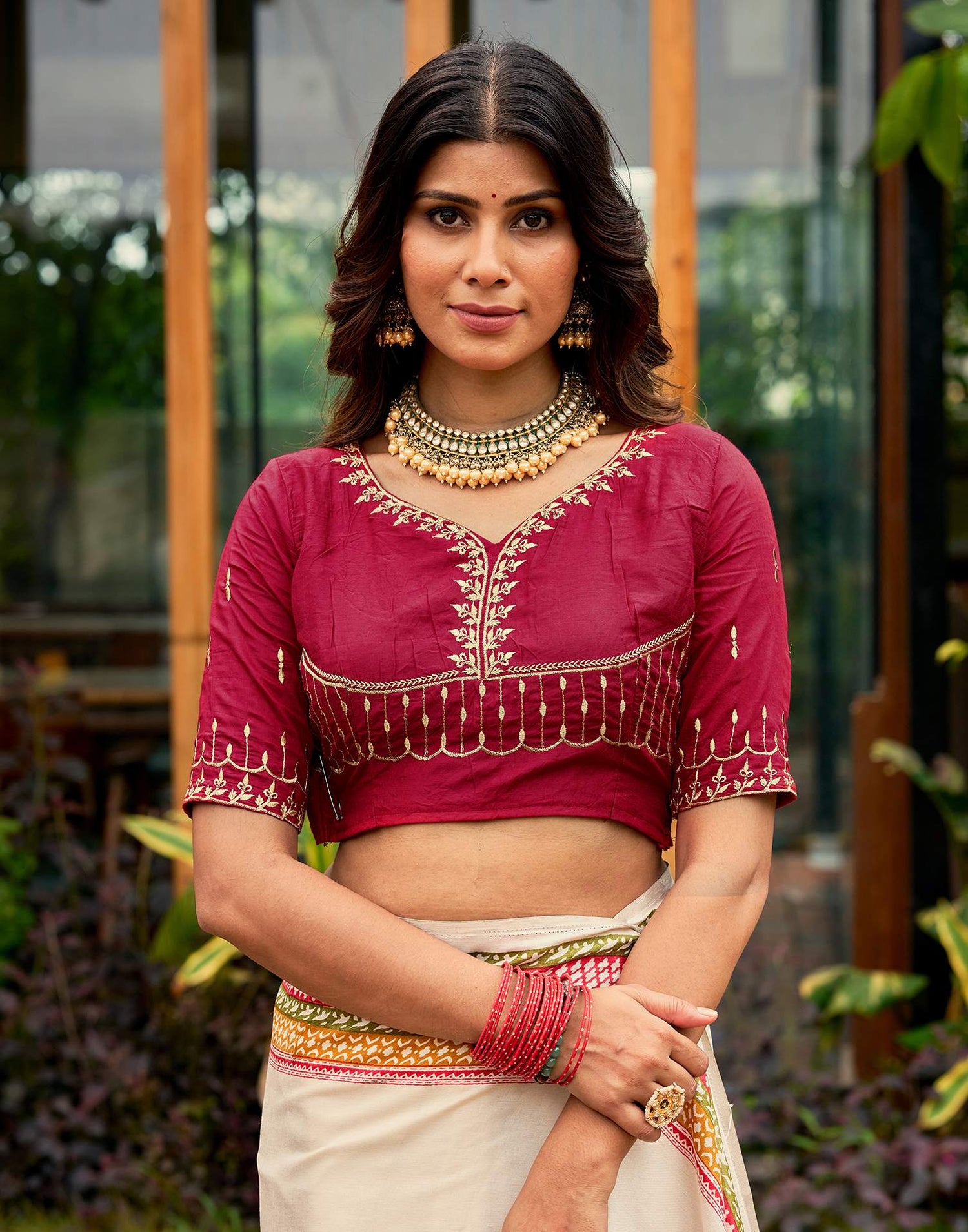 Cream Tussar Silk Printed Saree