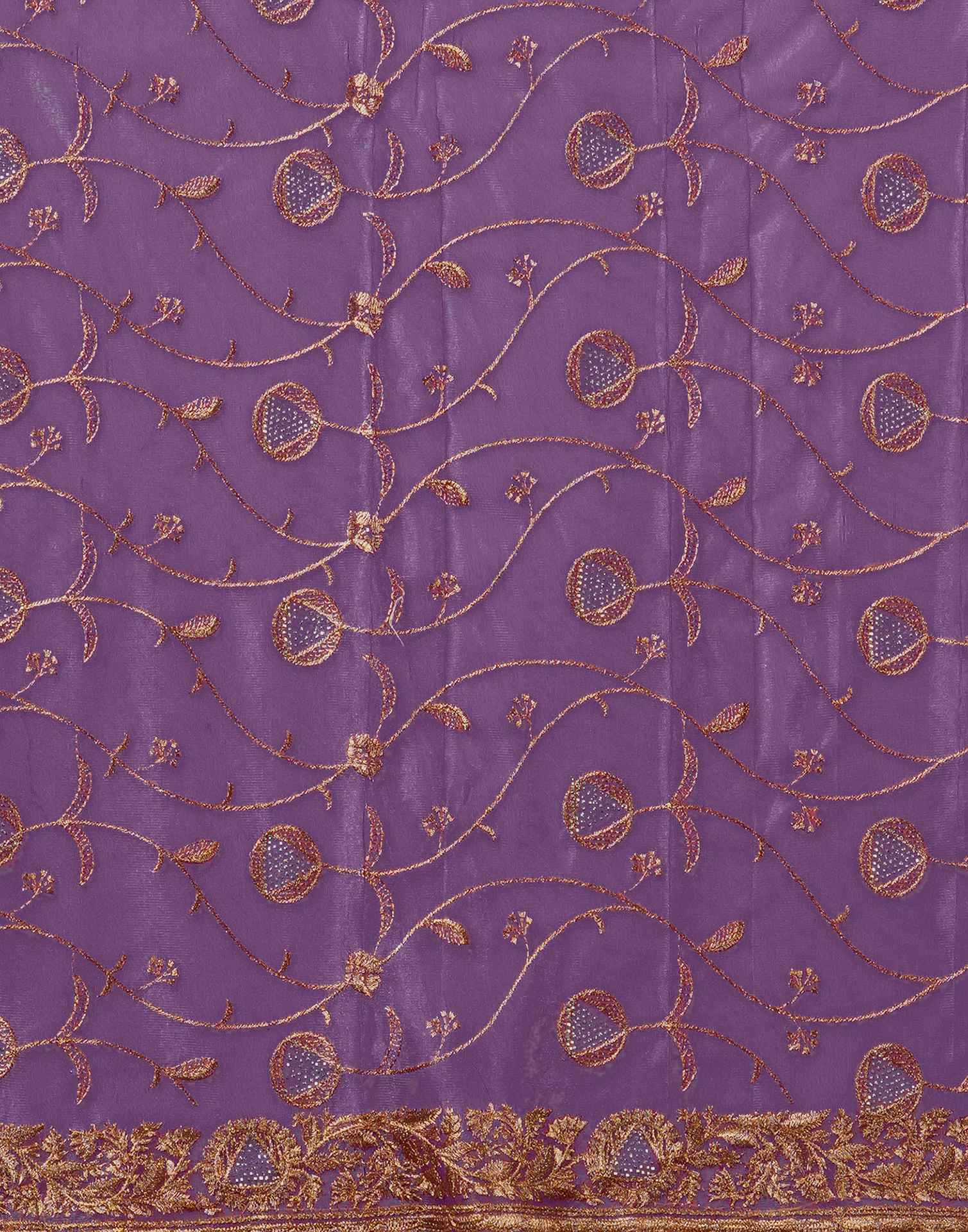 Purple Shimmer Embroidery Saree