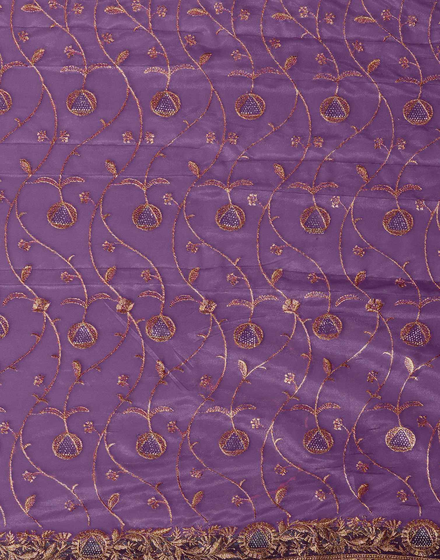 Purple Shimmer Embroidery Saree
