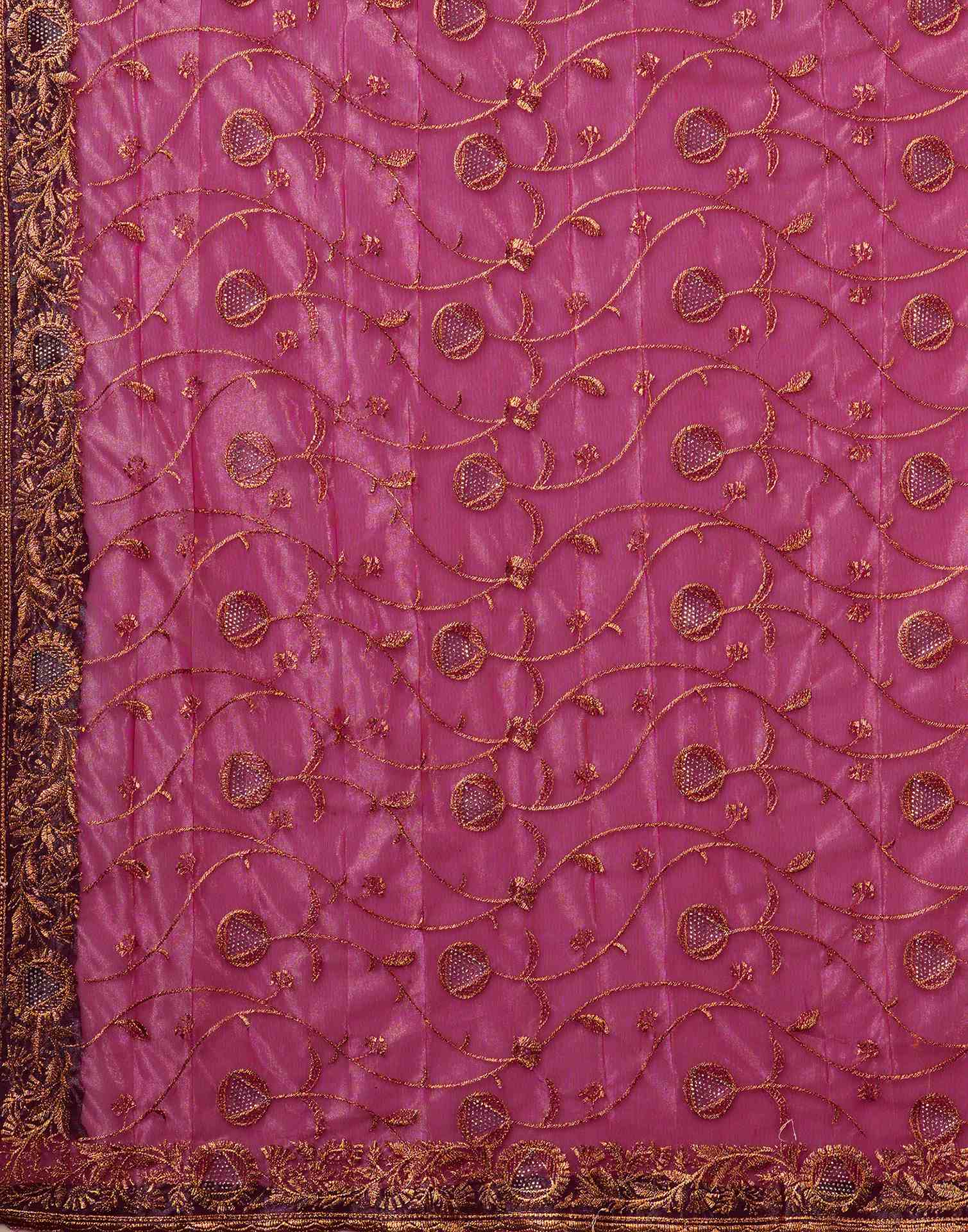 Magenta Shimmer Embroidery Saree